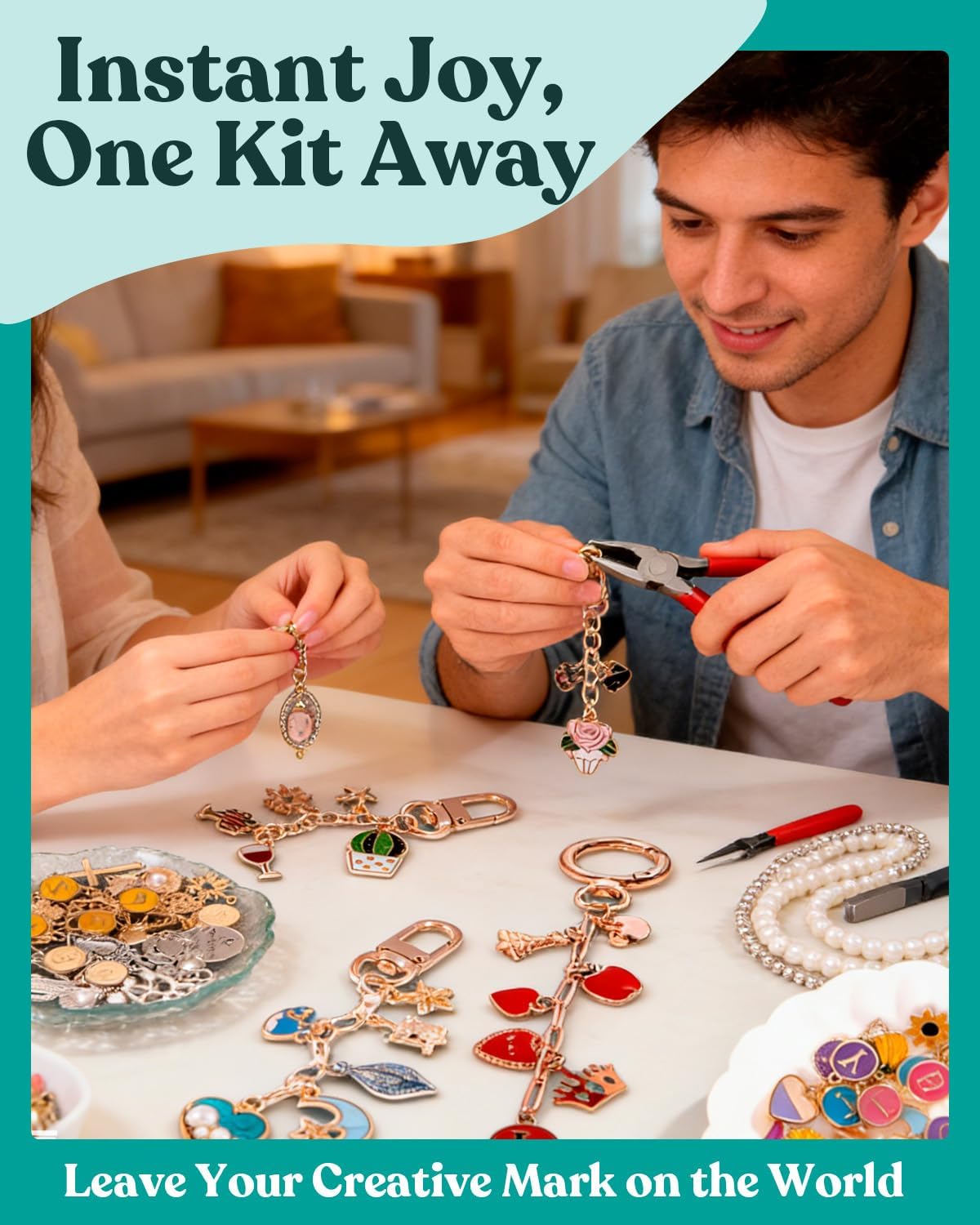 546Pcs Lip Gloss Keychain Making Kit with Charms, Lip Balm Charm kit Complete DIY Supplies with Charms, Chains, Clips, Tools for Keychains, Jewelry Making, The Ultimate Gift for Mother's Day