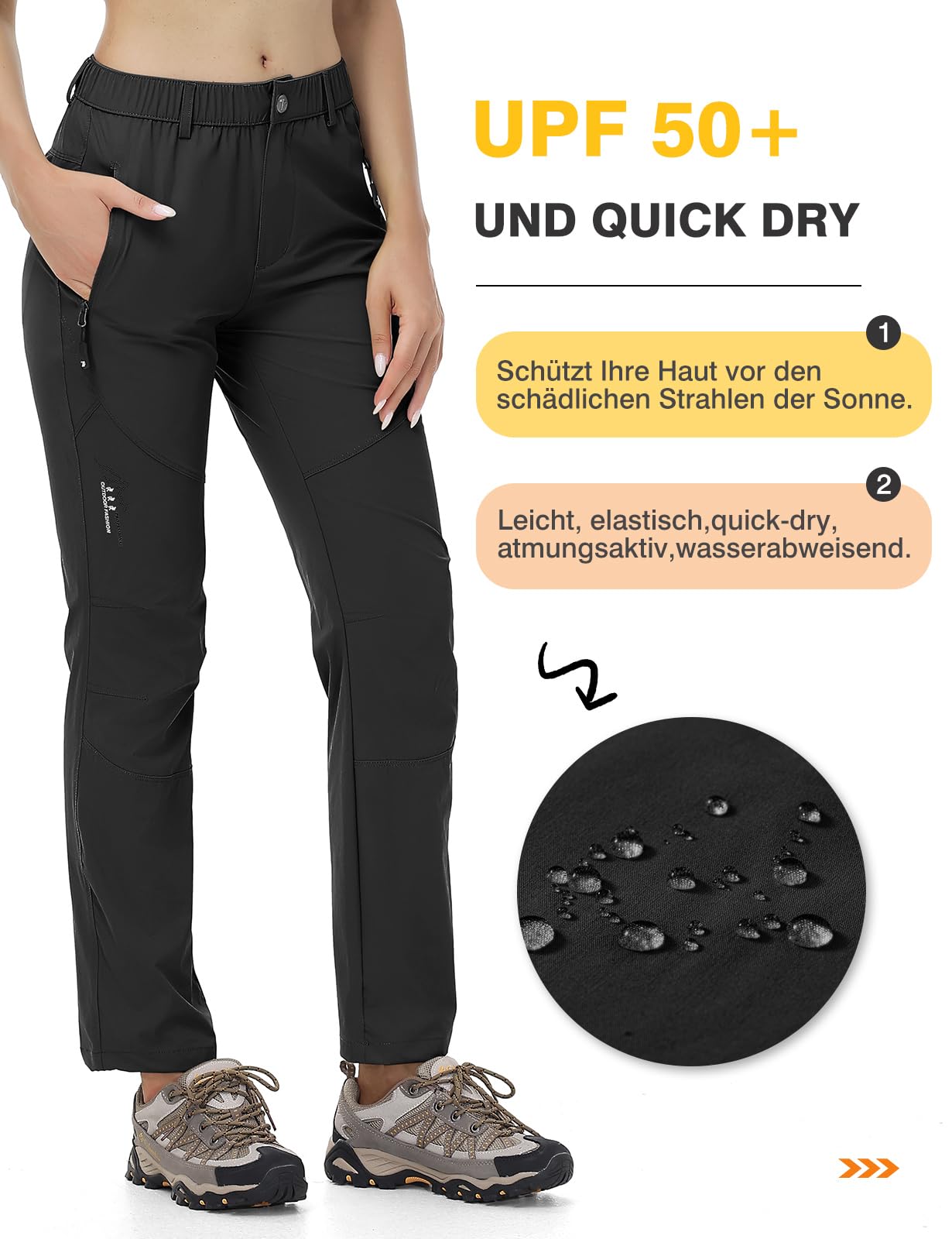 donhobo Damen Outdoor Wanderhose Quick Dry Campinghose Ultraleichter Verschleißfester UV-Schutz Atmungsaktiv Trekkinghose Funktionshose