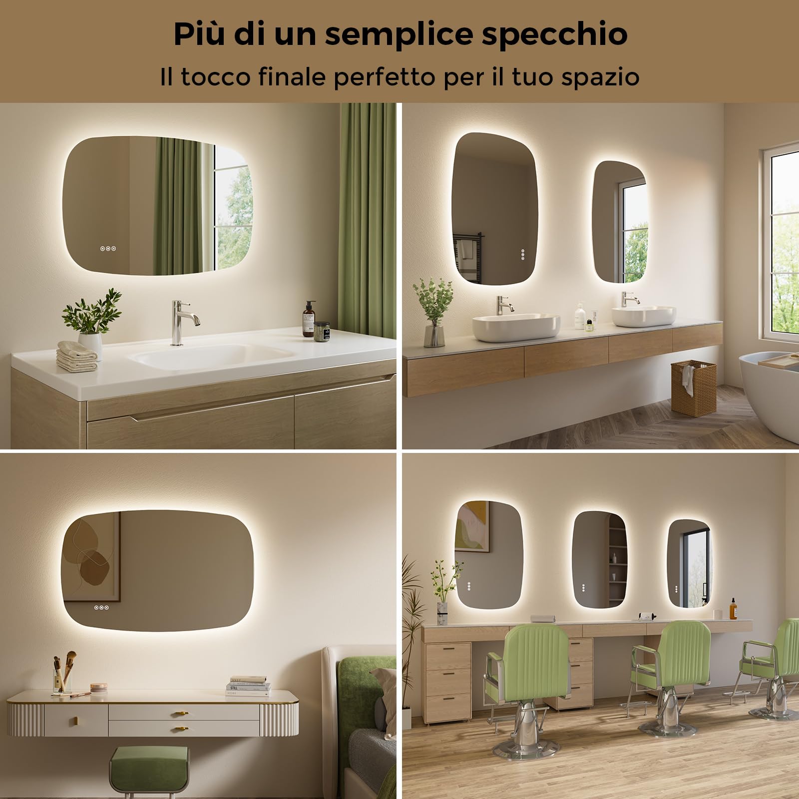 S'AFIELINA Specchio Bagno con Luce Ovale 70 × 45 × 2,5 cm (A × L × P), Interruttore Touch, Dimmerabile, 3 Colori di Luce, Antifog, Funzione Memoria, Specchio Bagno Retroilluminato, HD Vetro Temperato