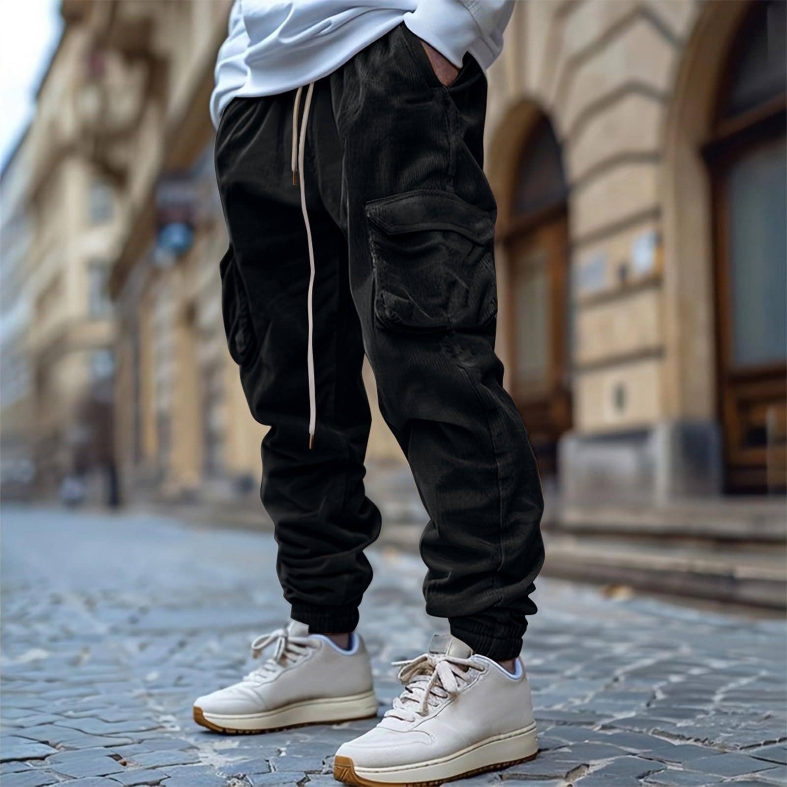 Cordhose Herren Lang Regular Fit Cord Hosen Herren Cargo Jogginghose