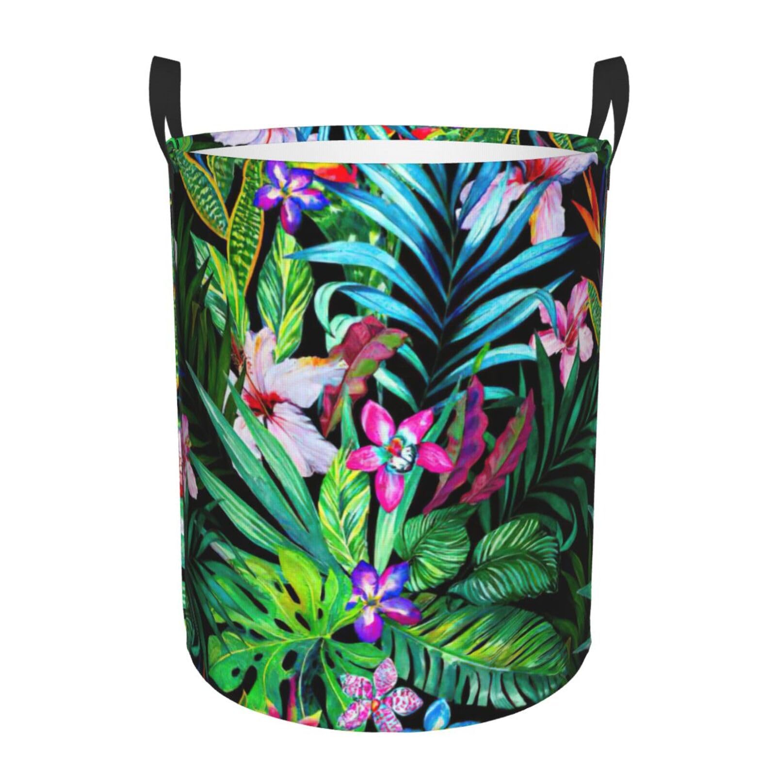 Grand panier à linge coloré à motif tropical et grand sac de rangement