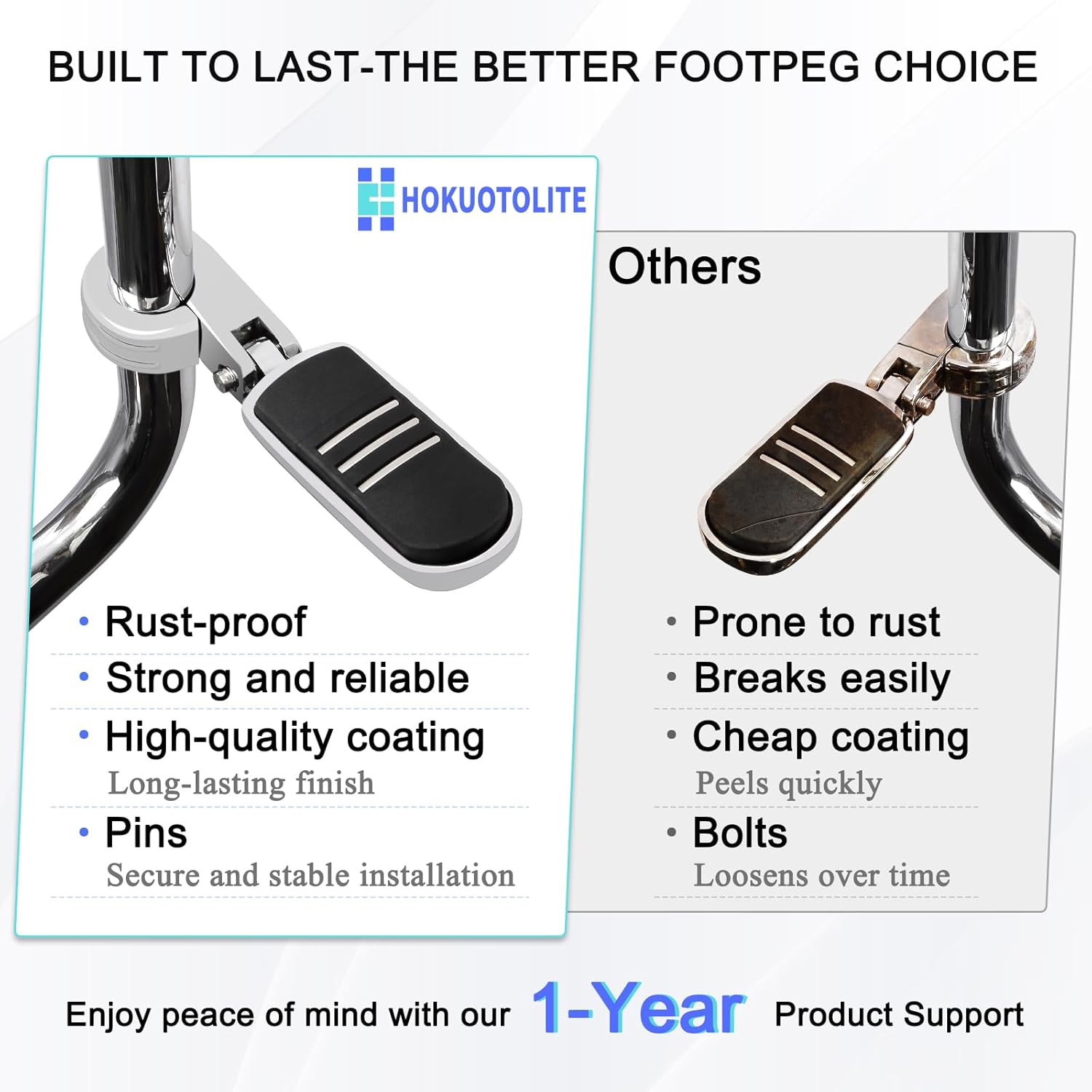 1.25" (32mm) Adjustable Highway Foot Pegs w/Mounting P-Clamps for Harley Davidson Touring Street Glide/Road Glide/Electra Glide/Road King Motorcycle with 1-1/4" Crash Bar,CHROME#1