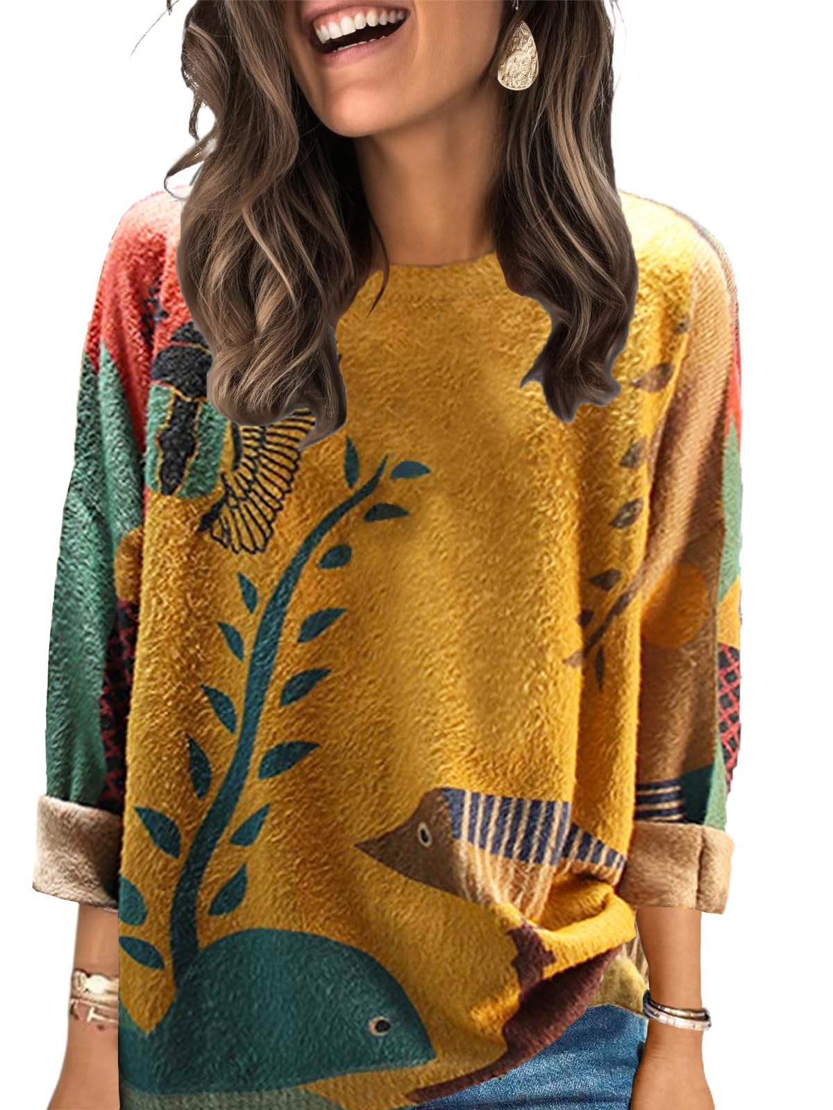 Womens Ugly Christmas Sweaters Casual Loose Oversized Pullover Sweaters Graphic Printed Knit Trendy Tops