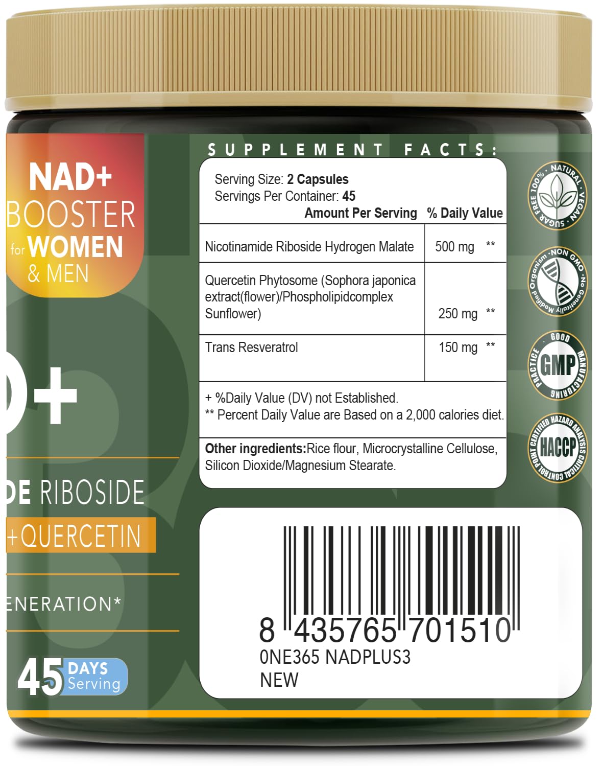 NAD+ Liposomal Supplement with Nicotinamide Riboside Resveratrol 90 Caps — Amazon image 7