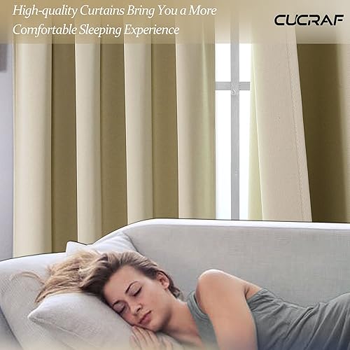 Miniatura 5 de CUCRAF Cortinas opacas cortas para oscurecer la habitación, paneles de cortina para ventana, bolsillo para cortinero, cortinas sólidas con