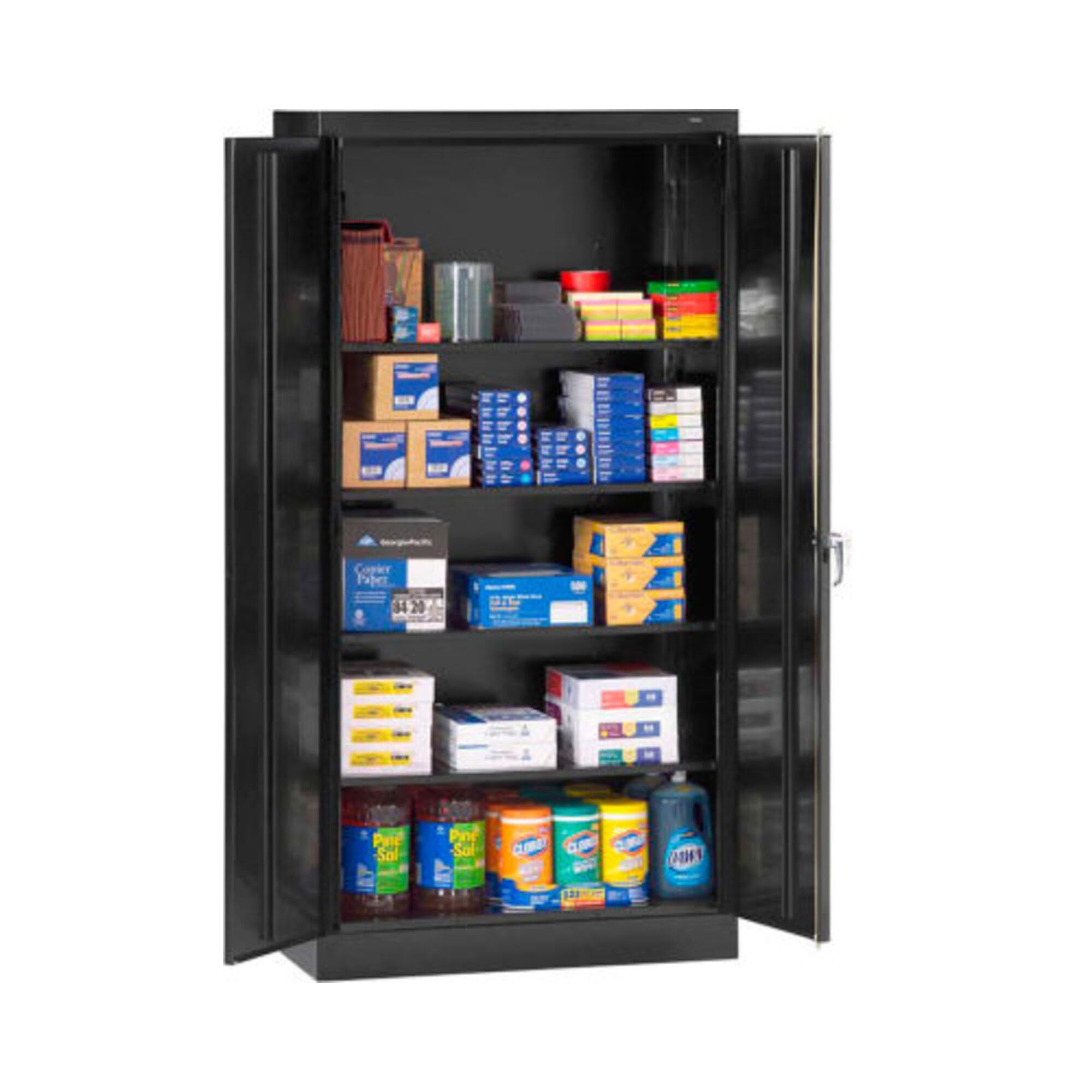 7218 24 Gauge Steel Standard Welded Storage Cabinet, 4 Shelves, 150 lbs Capacity per Shelf, 36" Width x 72" Height x 18" Depth, Black