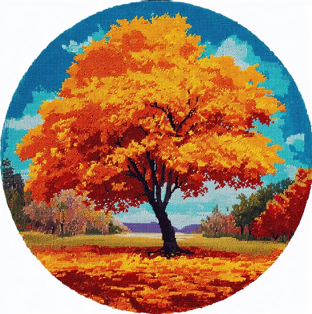 kitphoenix Latch Hook Rug Kit Autumn Golden Tree Leaves
