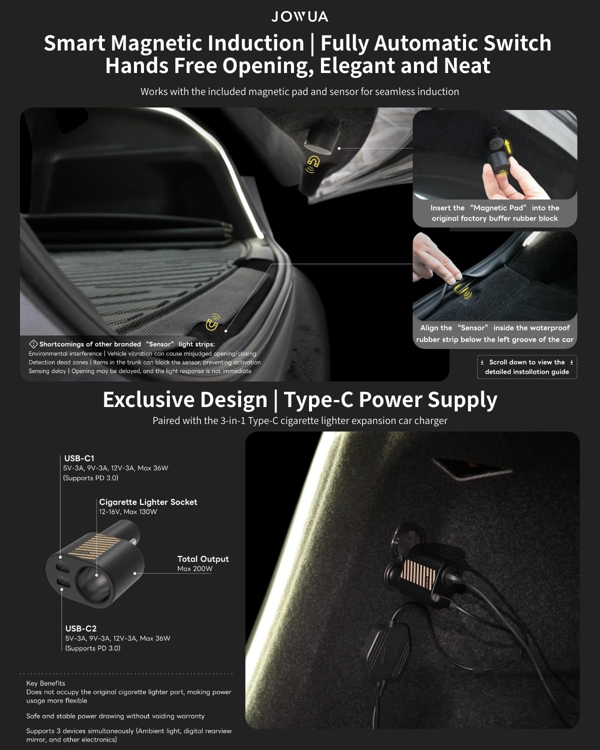 Amazon.co.jp: JOWUA Tesla Model Y トランク アンビエントライト