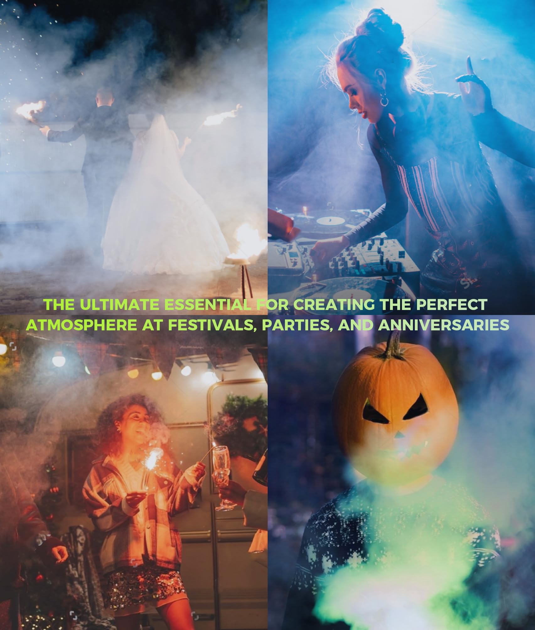 IMONE Fog Machine 500W 2000CFM 2 Spooky Themed Light Covers Smoke Machine with 72-LEDs with 12 Light Colors, Wireless Remote Controls, for Halloween, Wedding, Parties, DJ Stage, Indoor & Outdoor Use