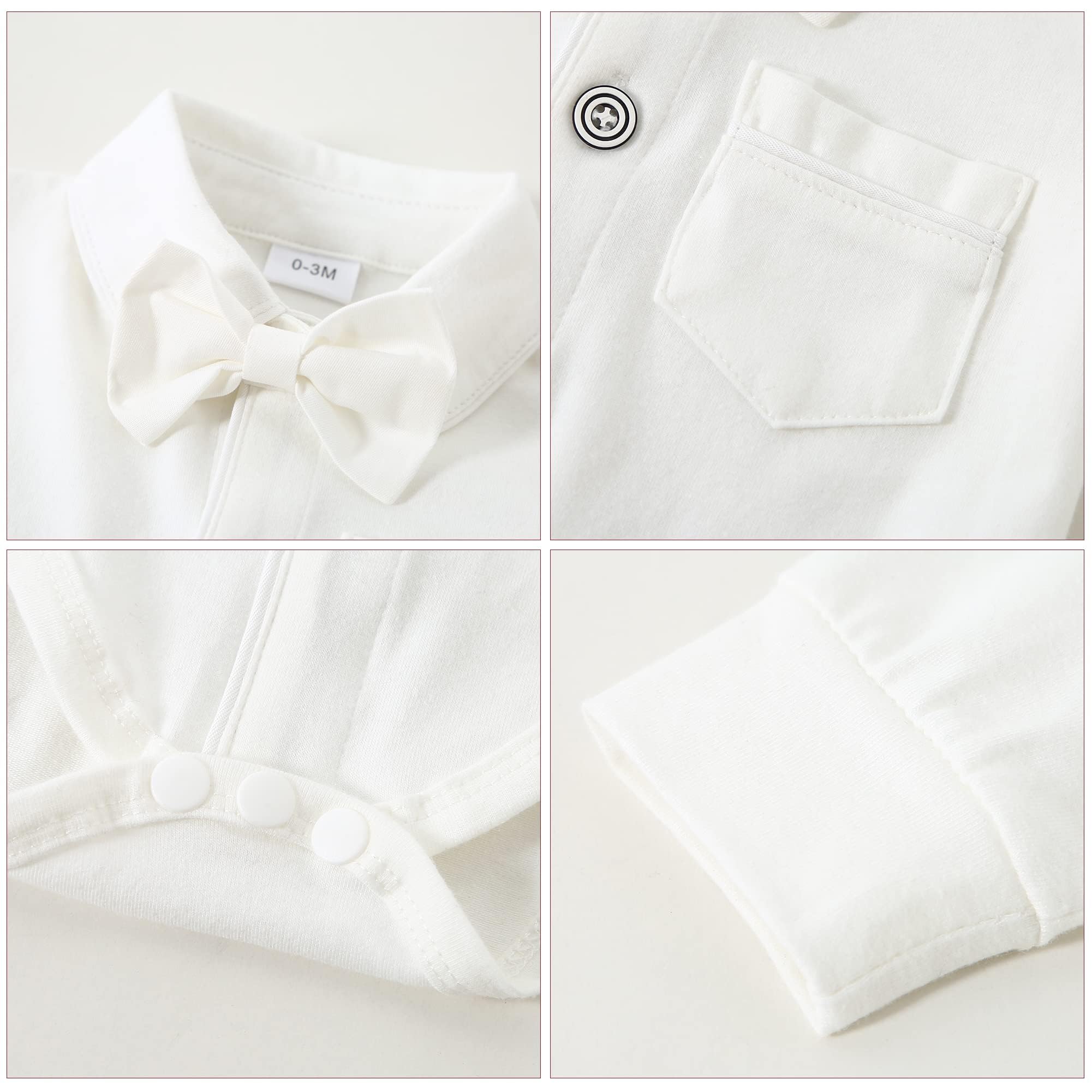 Tenue Bébé Garçon pour Bébés Costume Bapteme 0-18 Mois, Vêtement Mariage Bebe Chemise + Bretelle + Chapeau Gentleman Ensemble