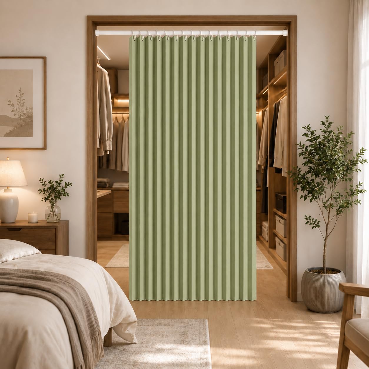 AZMAHT Concertina Doors Internal, Folding Door Curtain with Magnetic Closure, Pleated Room Divider for Bedroom, Lounge, Wardrobe, Doorways, Sliding Doors And Temporary Door