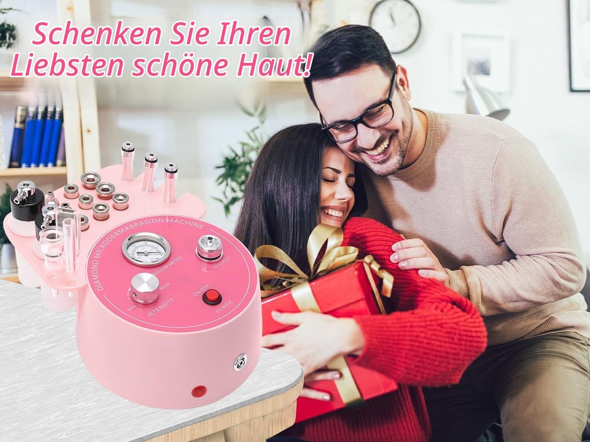 3-in-1 Diamant Mikrodermabrasionsgerät, Lmaqfum Micro Dermabrasion Maschine für Gesicht mit Vakuum & Spray für Zuhause zur Hauterneuerung, Porenverfeinerung, Aknebehandlung