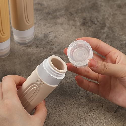 Miniatura 2 de Botellas de viaje para artículos de tocador, paquete de 5 contenedores de tamaño de viaje aprobados por la TSA, Albaricoque