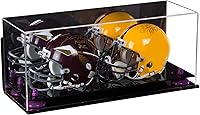 Vista 65 de Better Display Cases Acrílico 2 Mini casco de fútbol (no tamaño completo) vitrina con base de césped transparente (V46/A019)