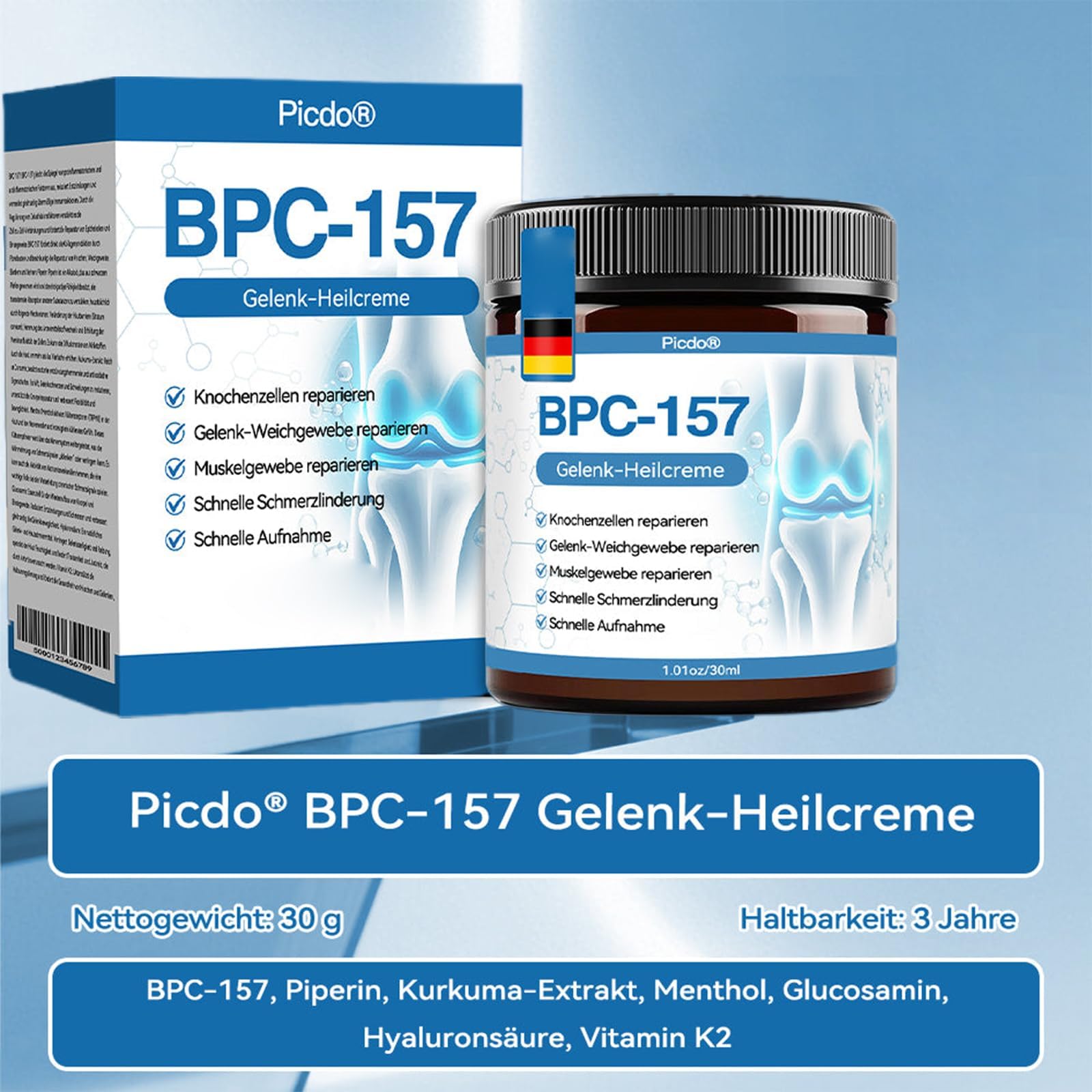 Picdo BPC-157 Gelenkheilcreme, Professionelle bpc 157 Creme, PICDO BPC-157  Heilungscreme, Joint Relief Cream, Natürliche Inhaltsstoffe, für Rücken,  Nacken, Hände, Knie (2 Stück) : Amazon.de: Kosmetik