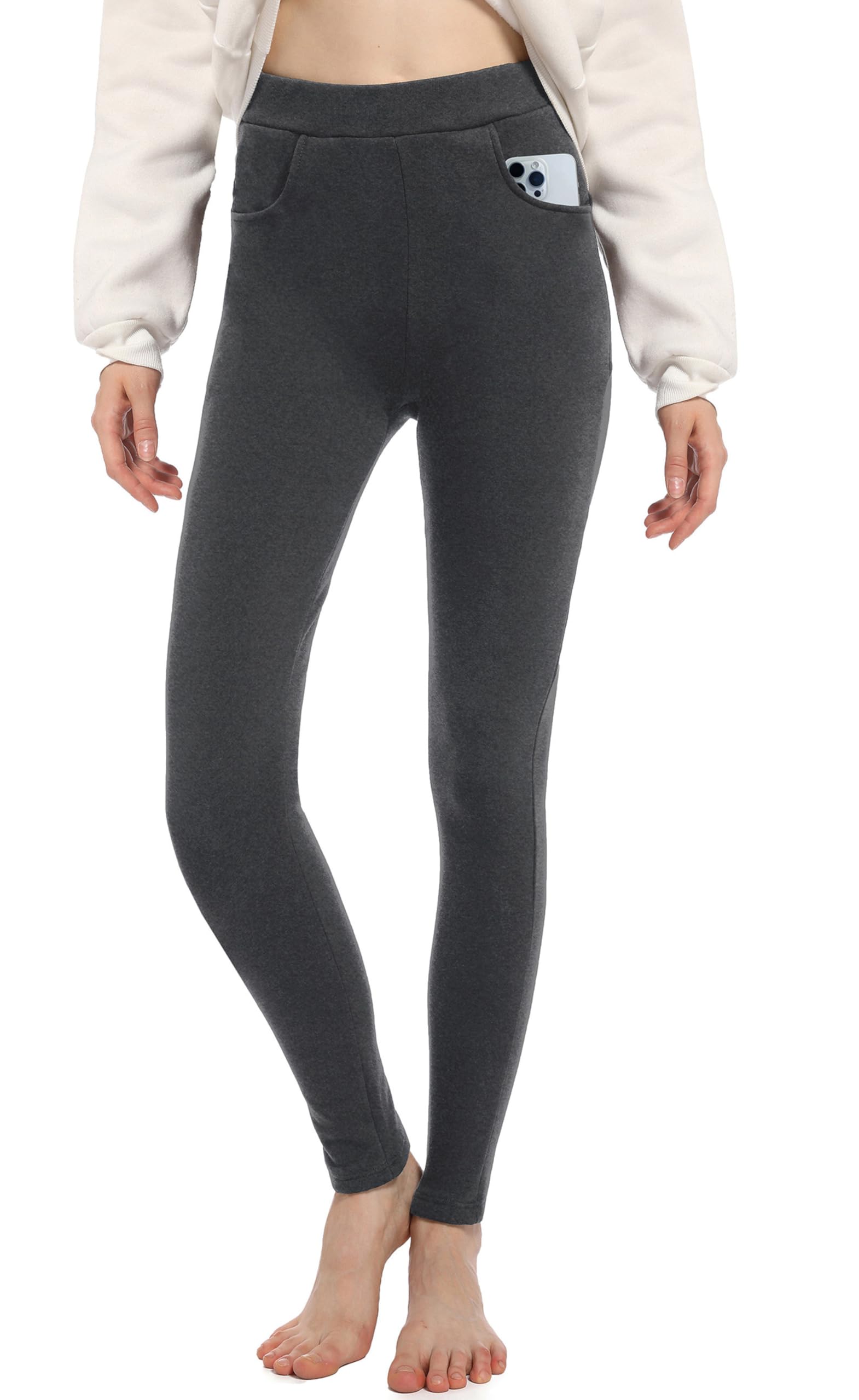ACHTELEPHS Damen Leggings aus Baumwolle - High Waist Blickdichte Leggins mit Taschen
