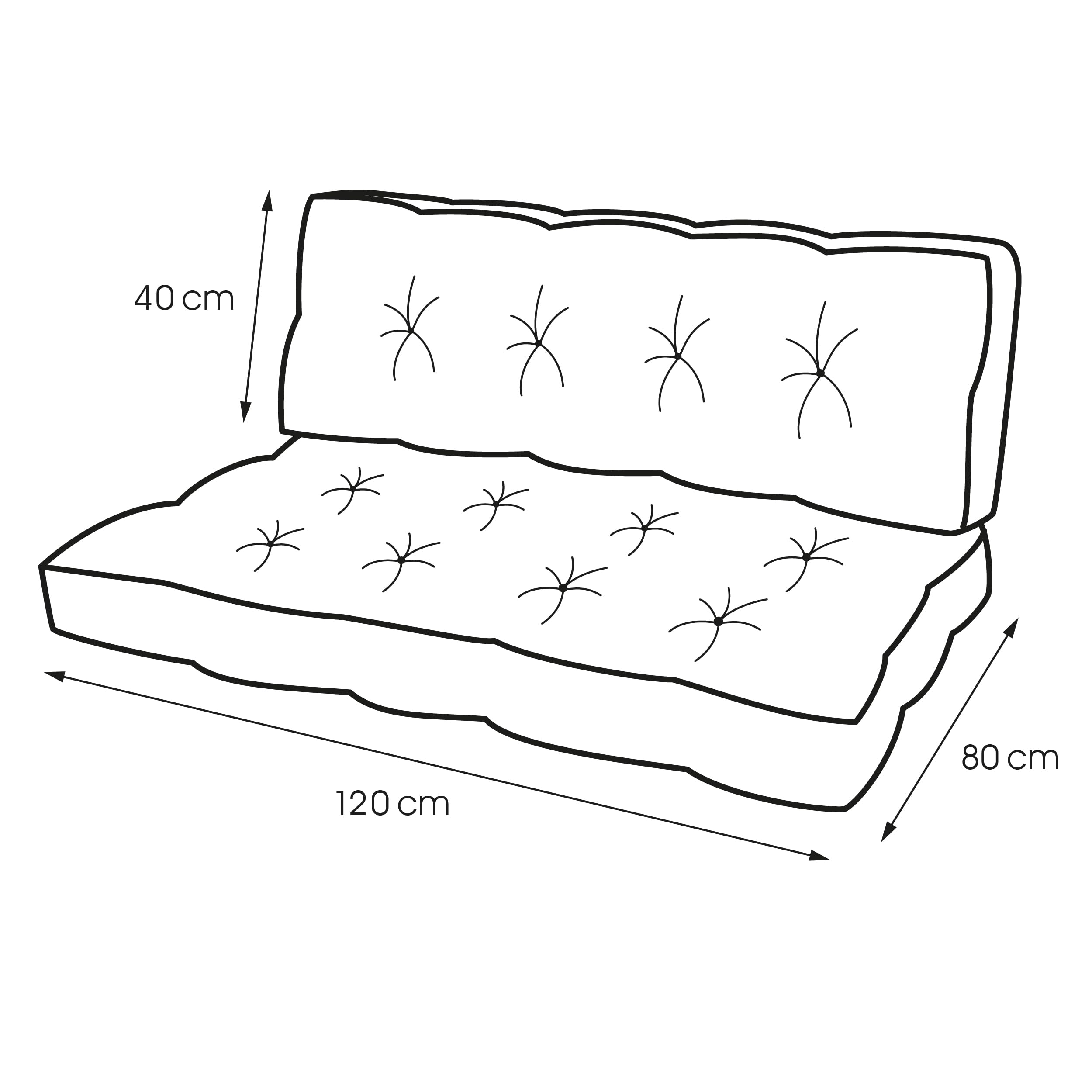 Spatium Coussin Palette Set Jardin Extérieur Imperméable Respirant Matelassé Mobilier Euro Palette Confortable Durable Rechargeable Set 120x80+120x40cm Beige