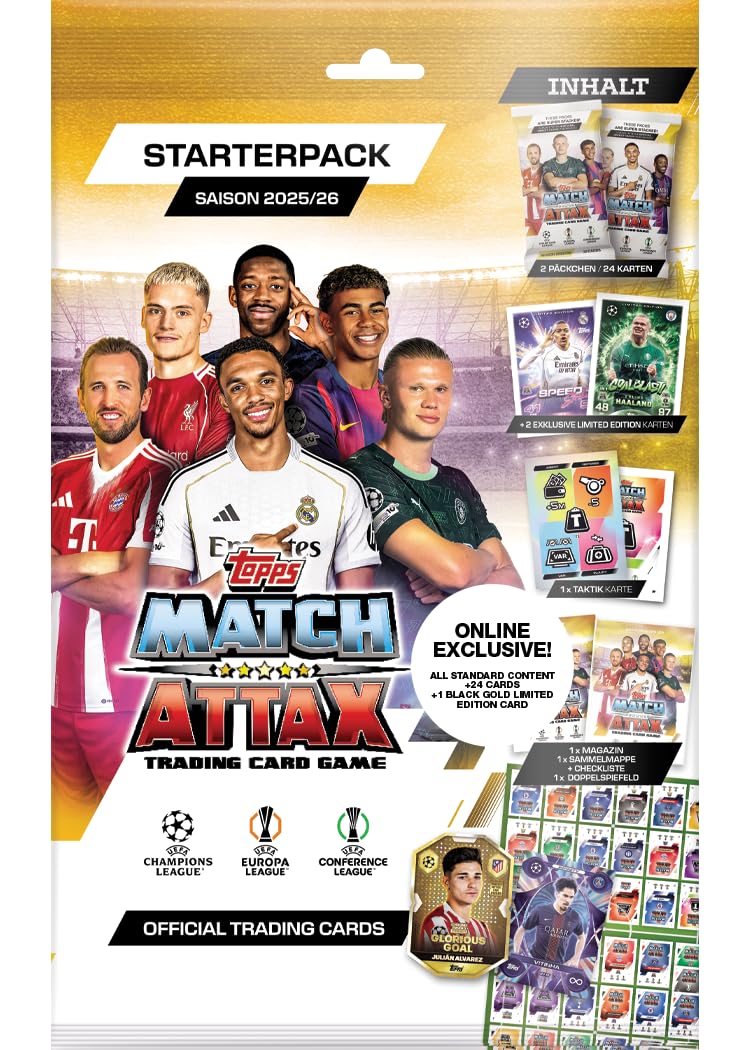 Topps UCC Match Attax 2025/26 - Pack de démarrage - Exclusivement en ligne ! Contient 48 cartes plus 4 cartes exclusives et bien plus encore