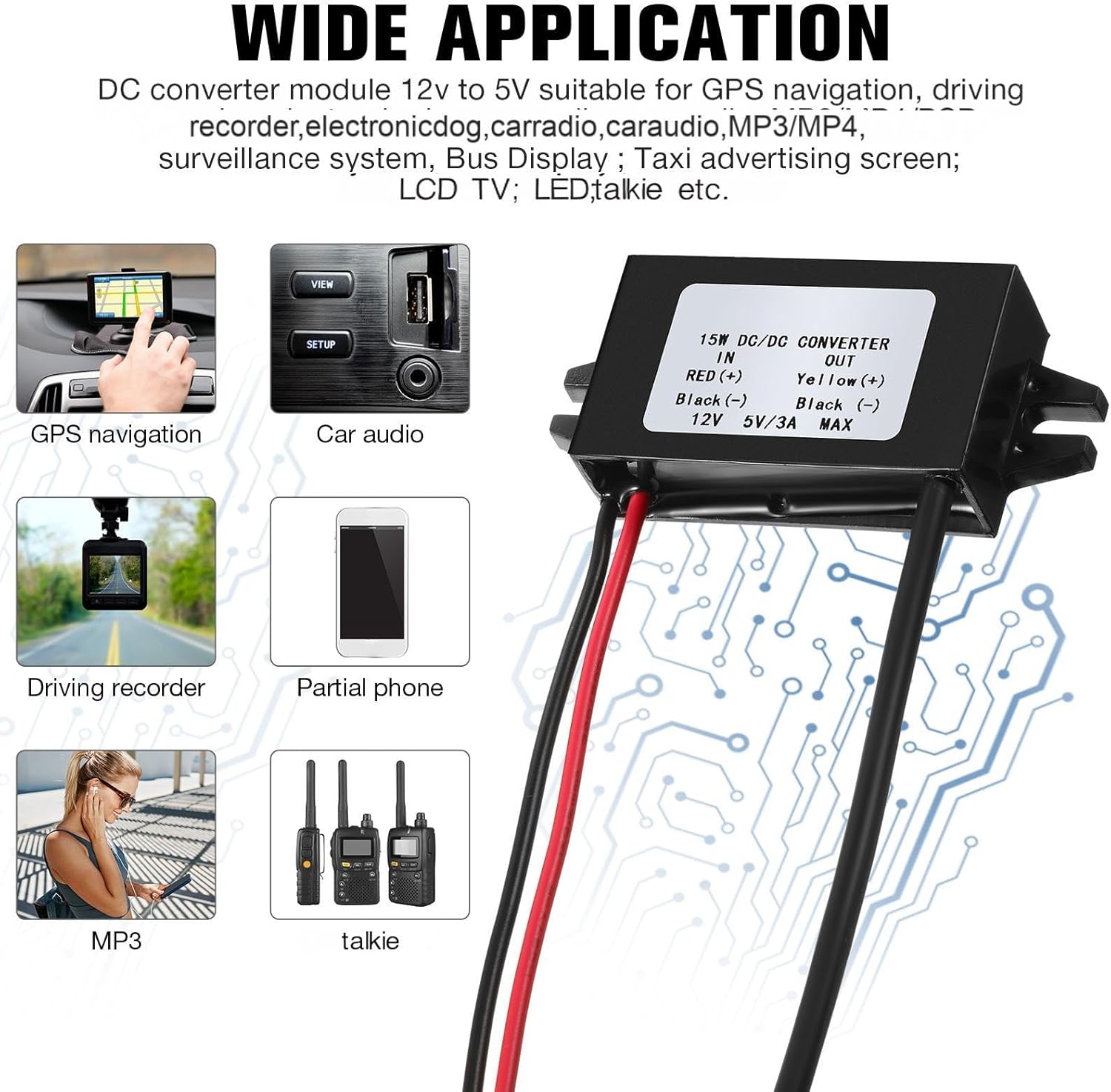 Weewooday 8 Pieces 12v to 5v Dc Converter Buck Module USB Output Power Adapter Dc Car Power Converter Regulator