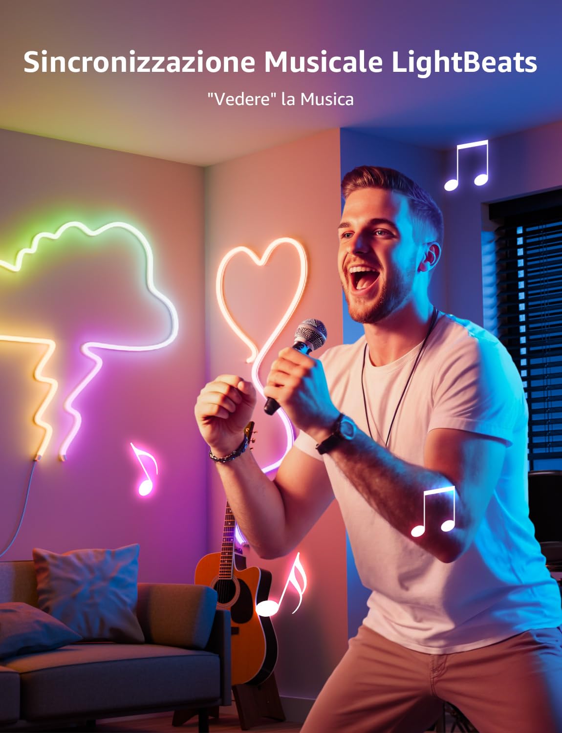 Lepro N1 AI Neon Luci Natale Esterno 6M,Sync Musicale,Compatibile Alexa/Google Home,DIY Segmentato,Striscia LED Smart Neon,Progettista Illuminazione AI Personalizzato,Decorazioni Natalizie,Murale