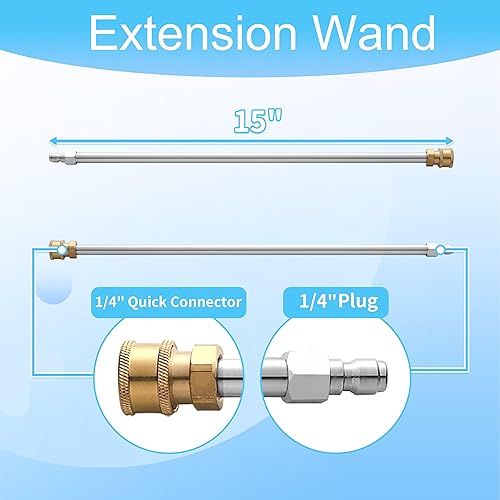 Miniatura 7 de Tool Daily Limpiador de superficie de lavadora a presión de 14 pulgadas, accesorio de lavadora de acero inoxidable con 4 ruedas, 2 varillas de