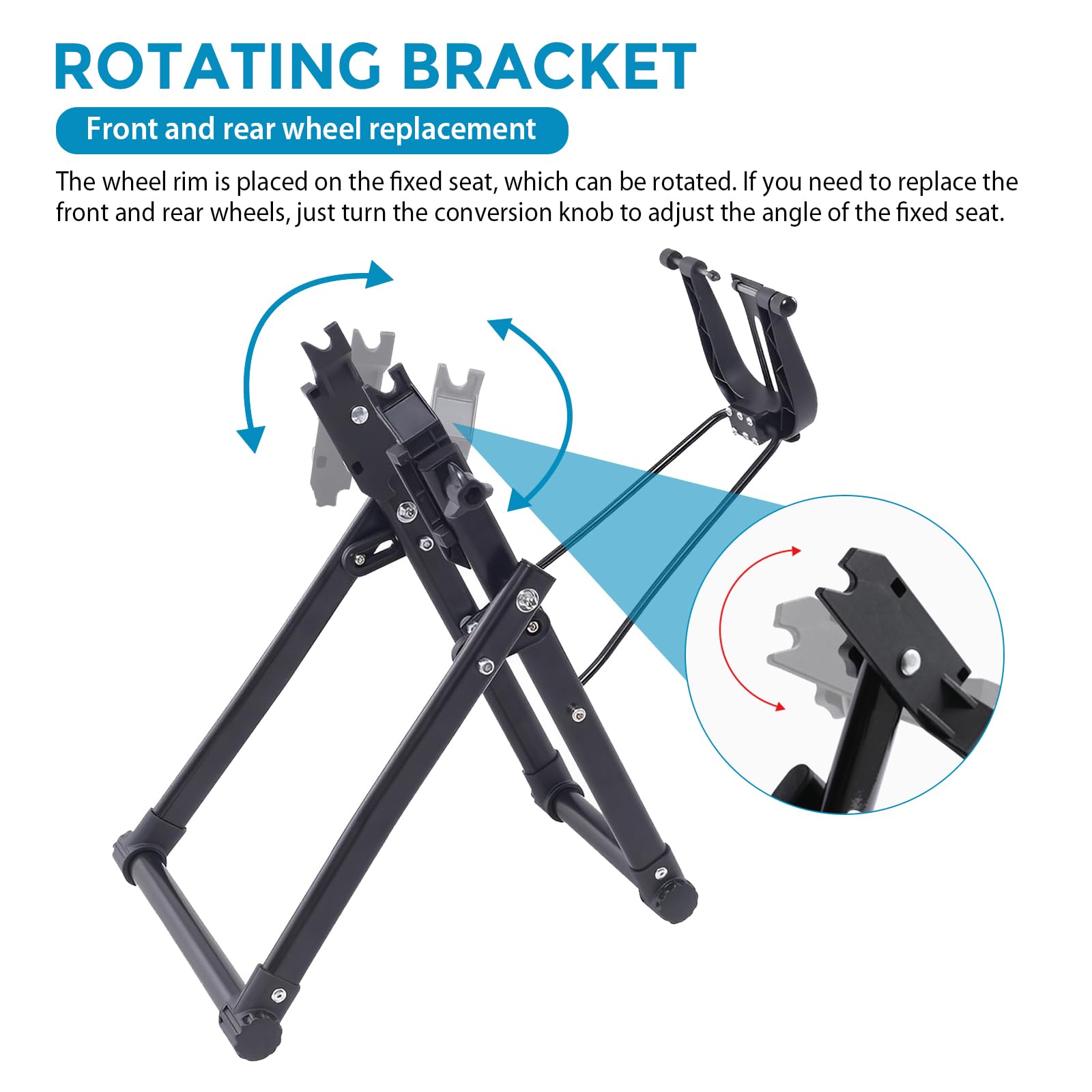 LIROPAU Soporte de centrado para ruedas de bicicleta, plegable, soporte de montaje, adecuado para bicicletas de montaña, bicicletas de carretera, de metal, color negro