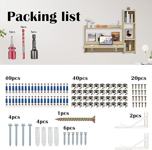 Miniatura 8 de Pmnianhua Escritorio flotante, escritorio montado en la pared de 41 pulgadas, escritorio plegable para laptop, mesa plegable que ahorra espacio,