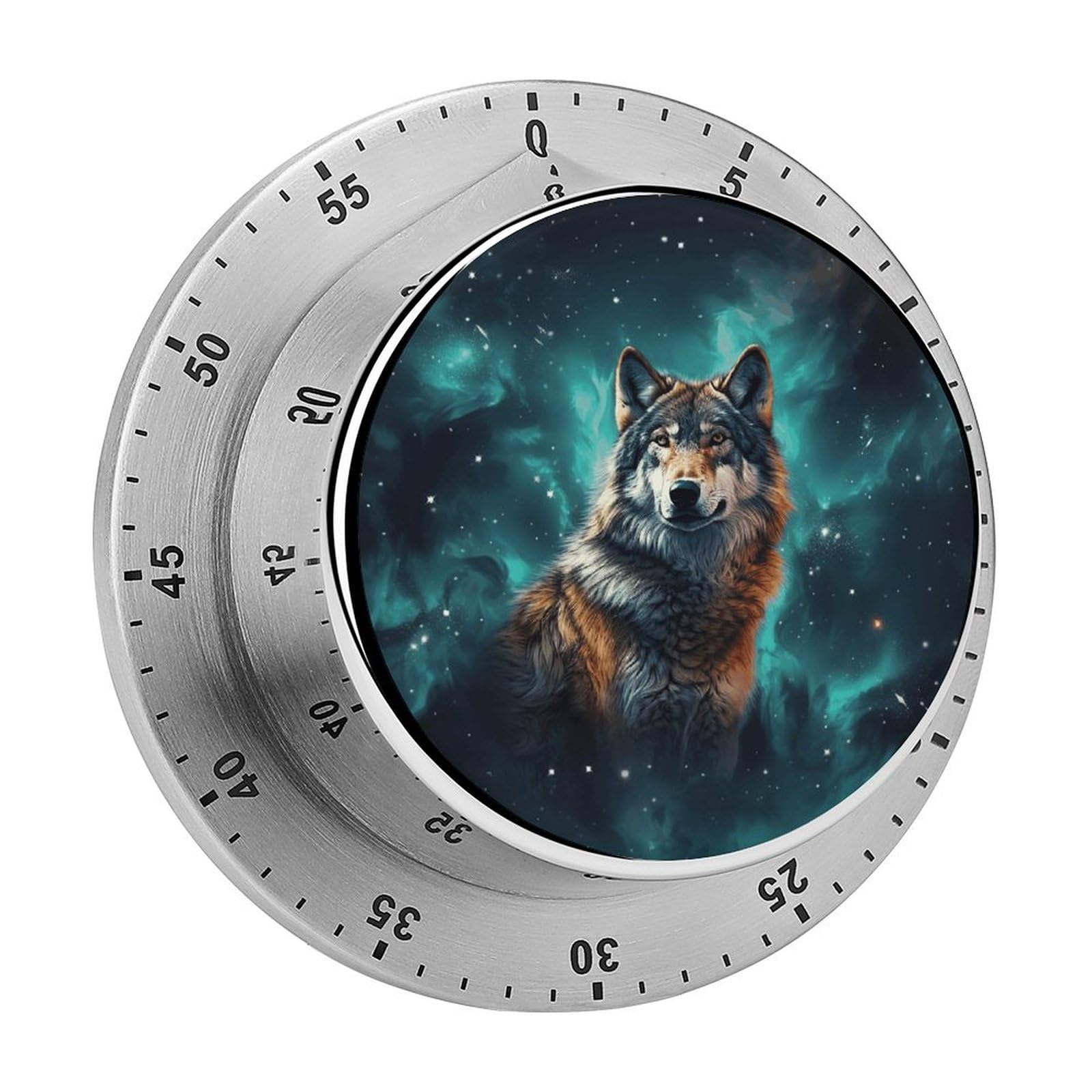 Wolf Under The Starry Sky Manual Countdown Timer with Magnetic Base Visual Mechanical Timer for Classroom Home Study and Cooking