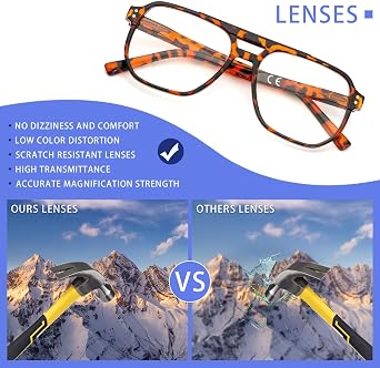 Aviator Reading Glasses for Women Men,4 Pairs OversizedBlue Light Blocking Spring Hinge Readers