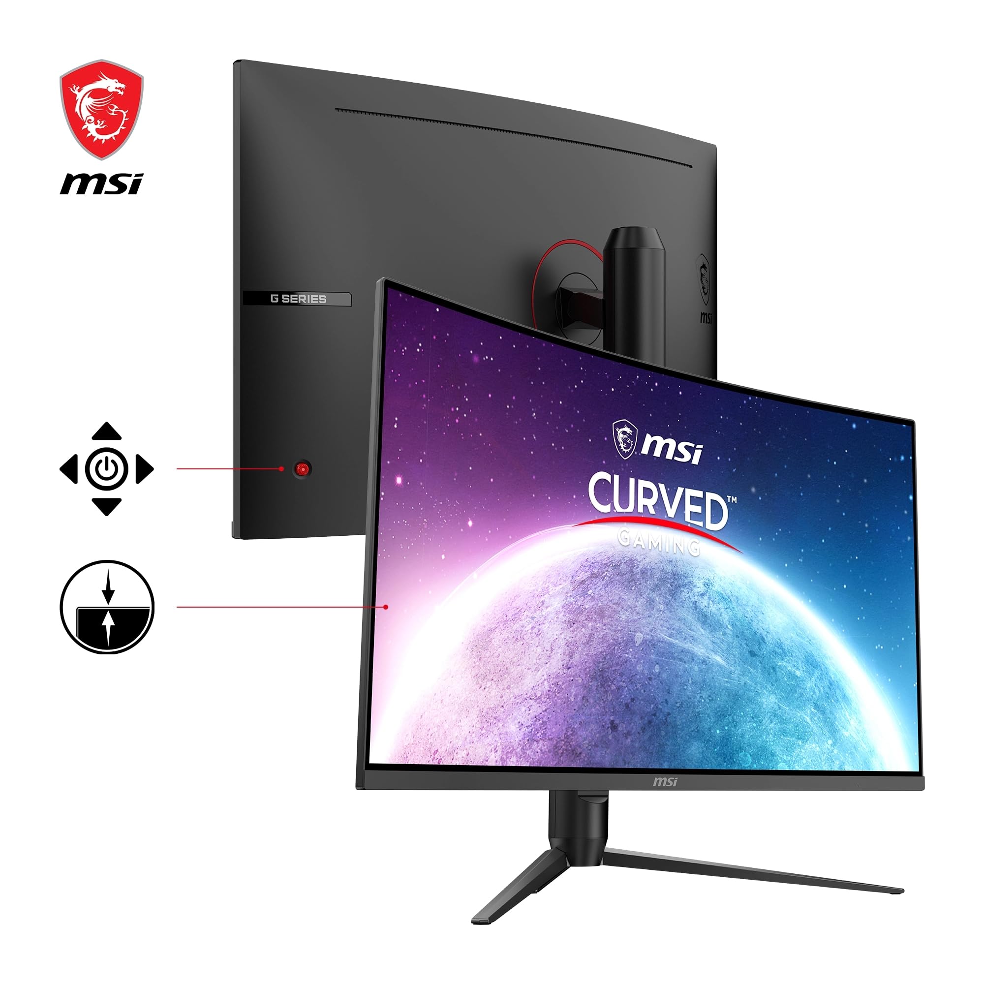 MSI G32CQ5P Monitor Gaming curvo WQHD 31,5" (80 cm) - Pannello VA 1500R (2560 x 1440), 170Hz / 1ms, Adaptive Sync, supporto regolabile a 3 vie - DP 1.2a, HDMI 2.0b CEC