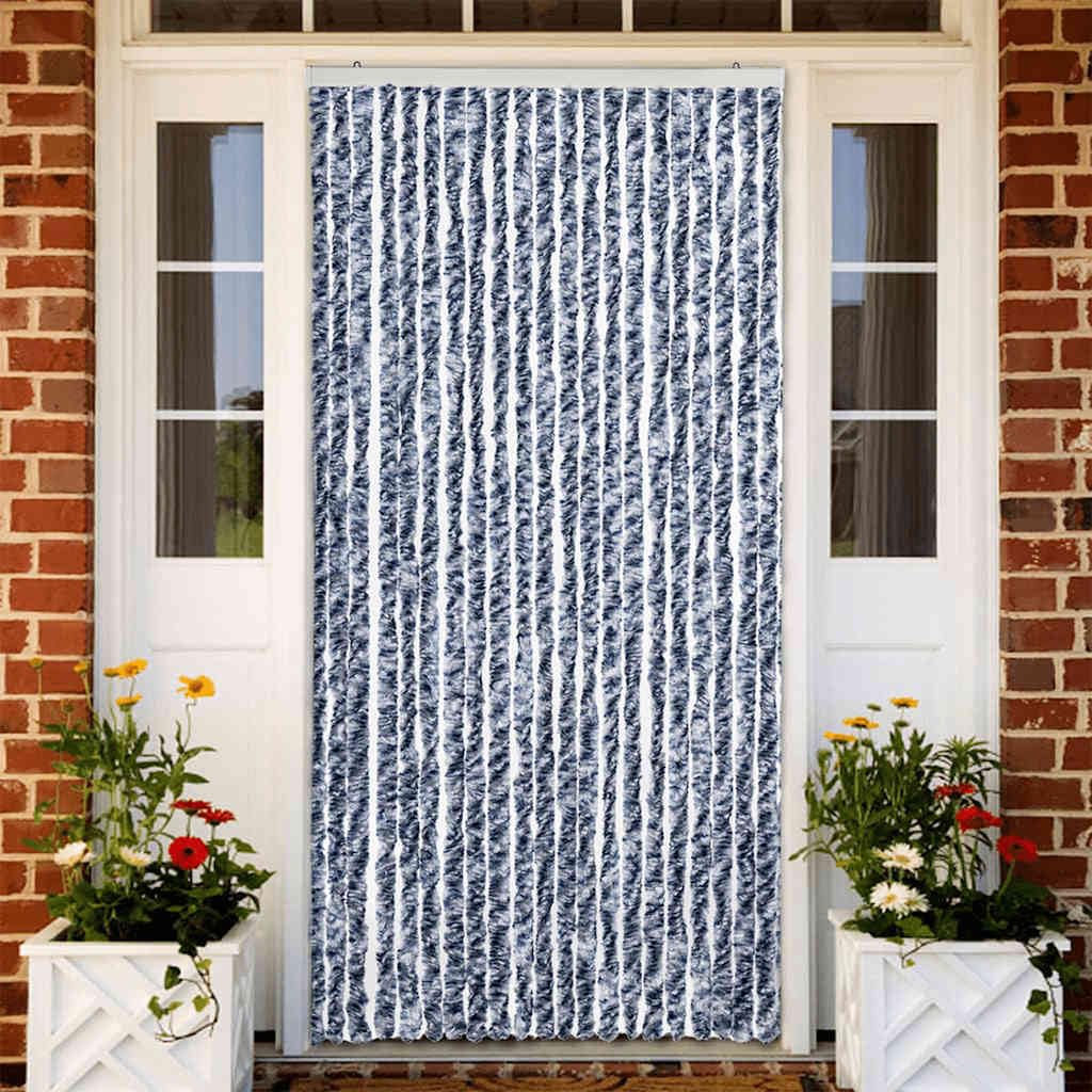 Moustiquaire chenille 90 x 220 cm Bleu/blanc/argenté