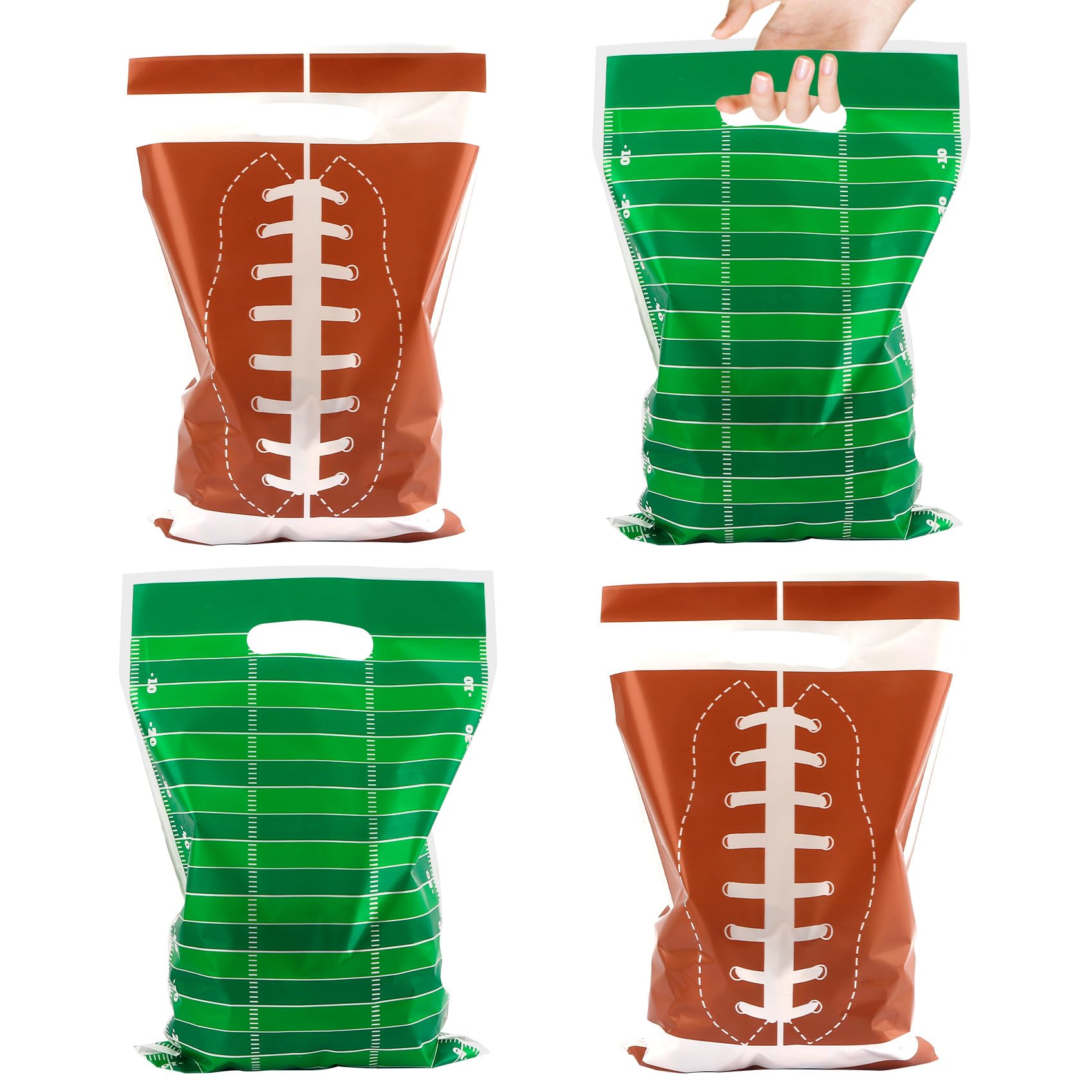 Football Goodie Bags, 50 PCS Football Party Favor Bags Football Gift Bags Treat Bags Plastic Rugby Candy Snack Bags with Handles for Sports Themed