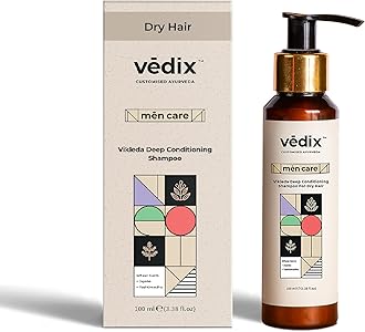 Vedix Ayurvedic Shampoo for Dry and Frizzy Hair, Vikleda Deep Conditioning Customized Sulfate Free Men Shampoo with Wheat Germ, Jojoba & Yashtimadhu, 100 ml