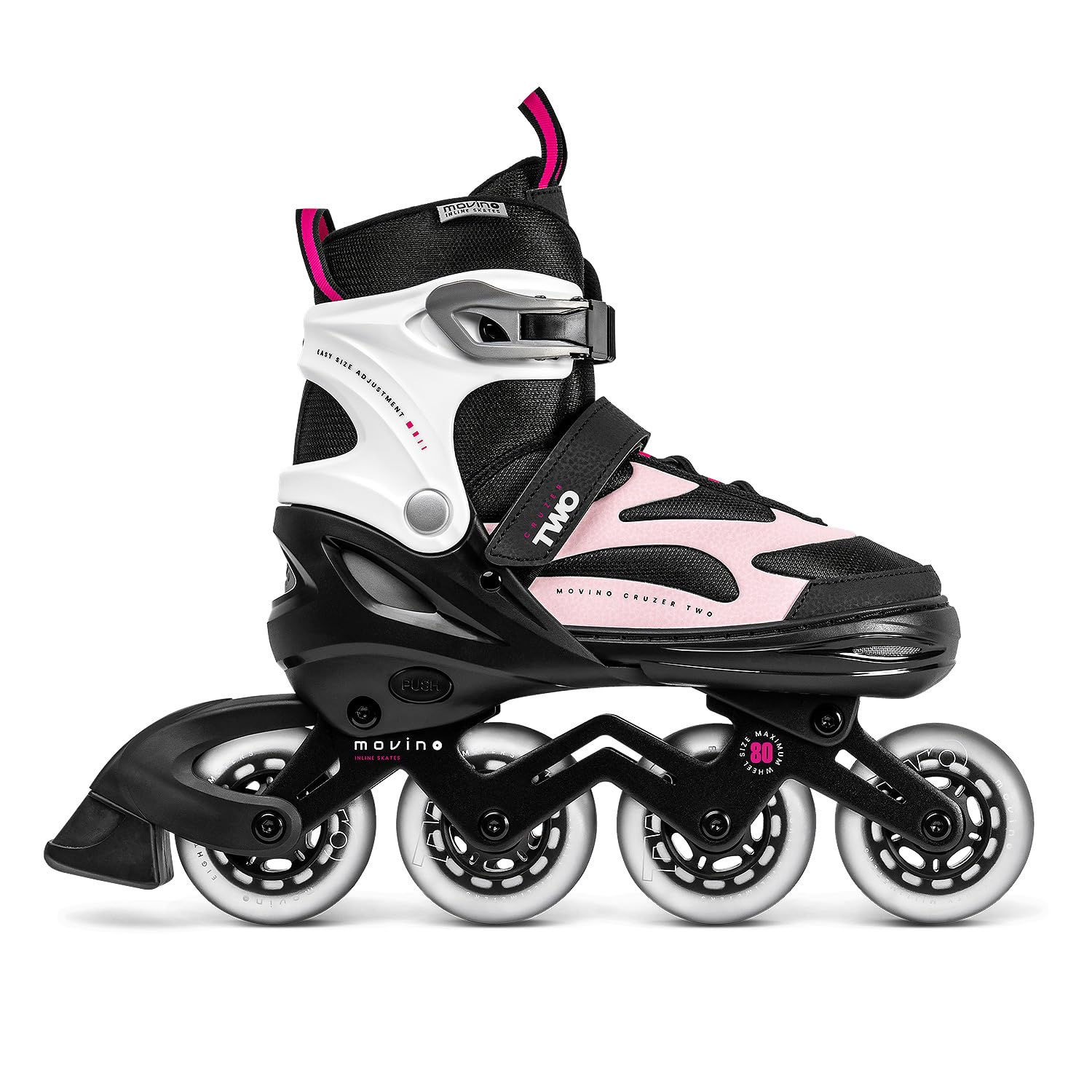 Movino Inline Skates Cruzer Two Rollschuhe Kinder Mädchen Jungen Inliner Rollerskates Fitness Sport Outdoor Inliner für Kinder Inlineskates Verstellbar Großen Rädern 80 mm Kids-Inliner