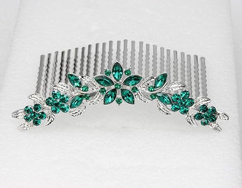 Miniatura 8 de Faship Hermoso peine de pelo floral de cristal de diamantes de imitación azul marino