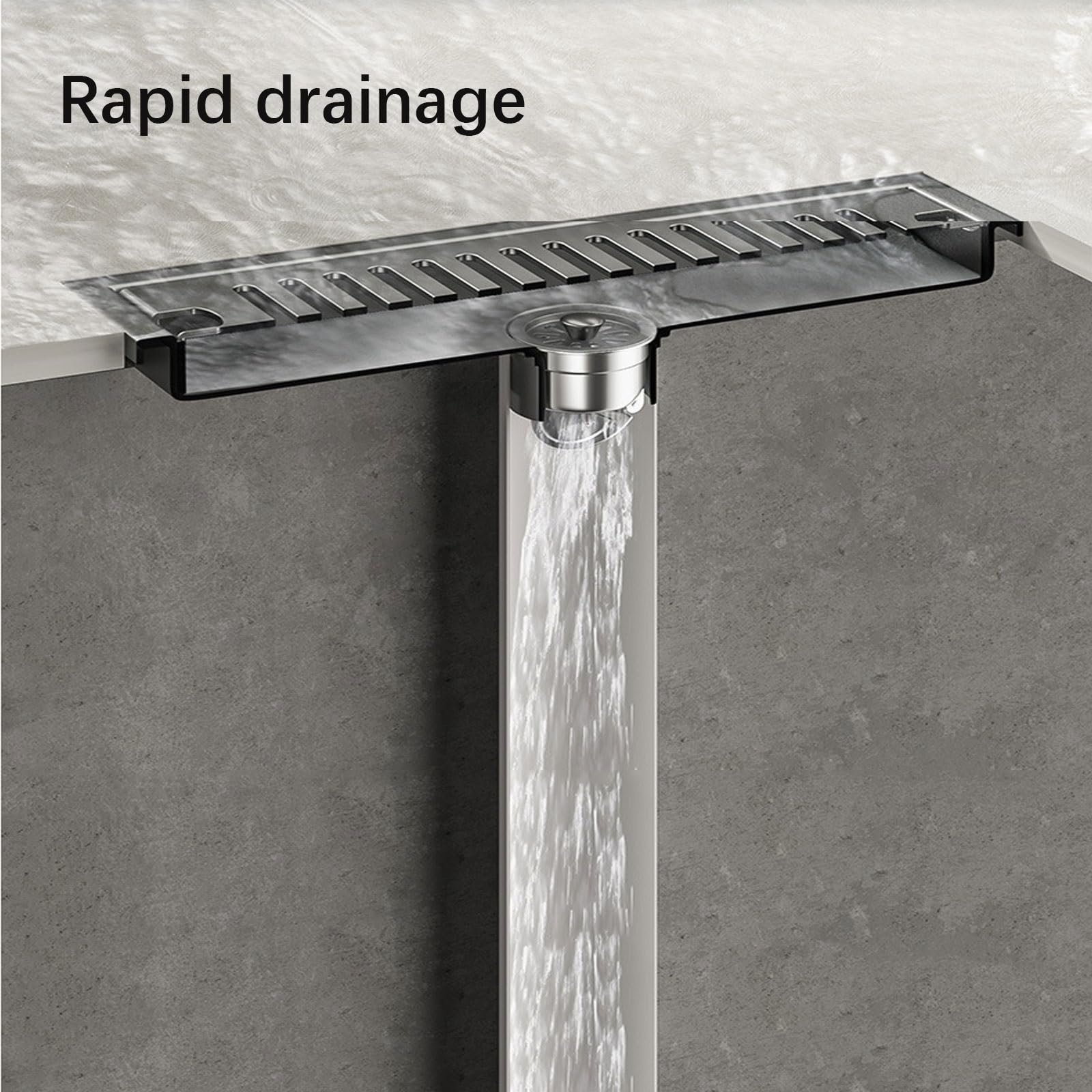 Rectangular Desagüe de Ducha Lineal de Acero Inoxidable 304, Desagüe Lineal Desagüe De Suelo Cubierta Desmontable, Profesional Desagüe Lineal Desagüe De Suelo for Cocinas, Baños y Aseos(Gold,60cm)