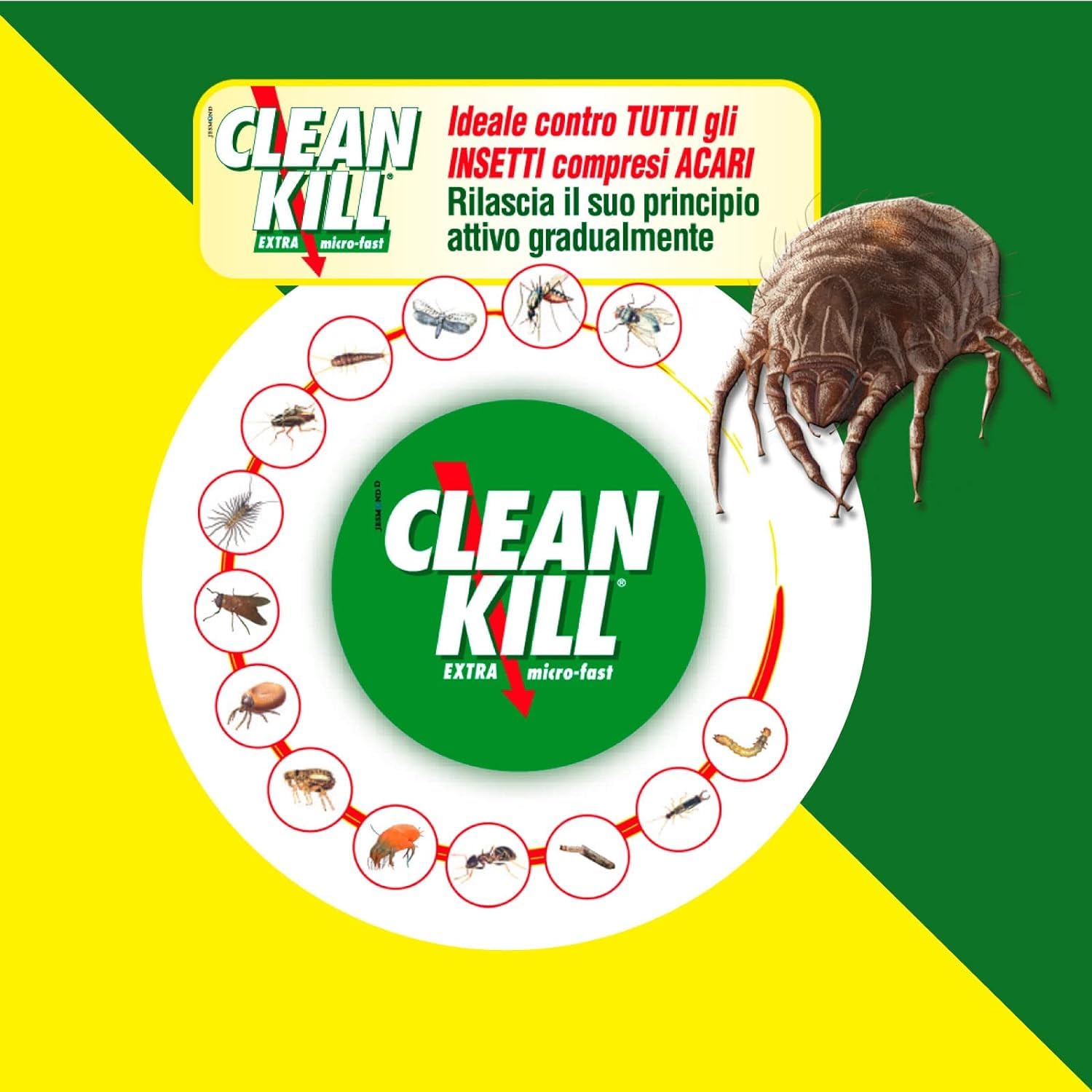 CLEAN KILL Insetticida Acaricida Microincapsulato No Gas, Ideale per Interni ed Esterni, Attivo per Oltre 2 Mesi, Ricarica da 1000ml (2 Flaconi) + 100pz Guanti HDPE Monouso