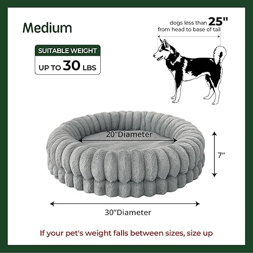 Miniatura 5 de BALANCE Cama de lujo para perros en forma de dona, cama redonda para perros de 30 pulgadas, lavable de tamaño mediano, cama ortopédica calmante para