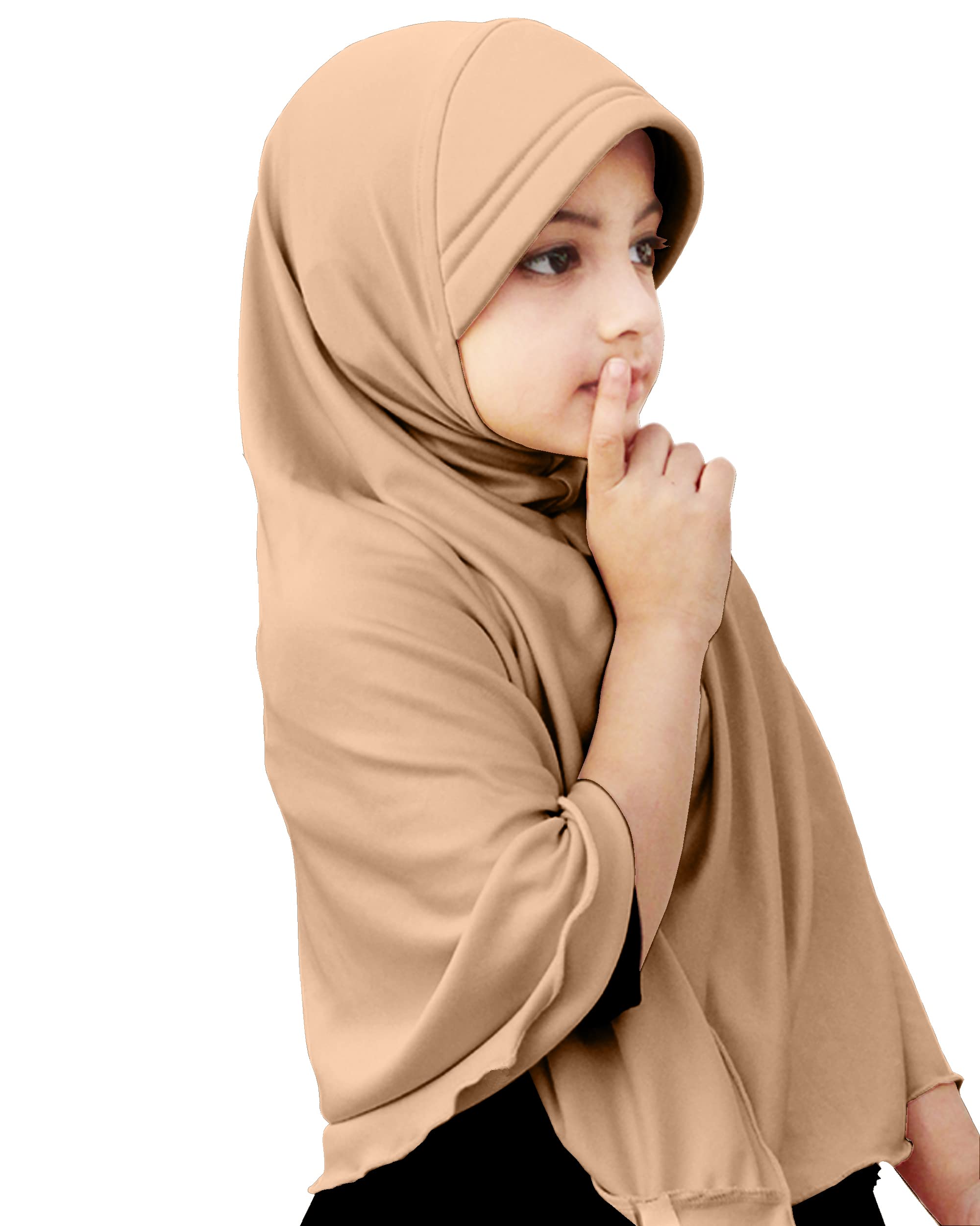 Mehar HIJAB'S Polycotton Girl's Scarf Little Maale Long Hijab S (Medium, Dark Wheat) - Image 2 thumbnail
