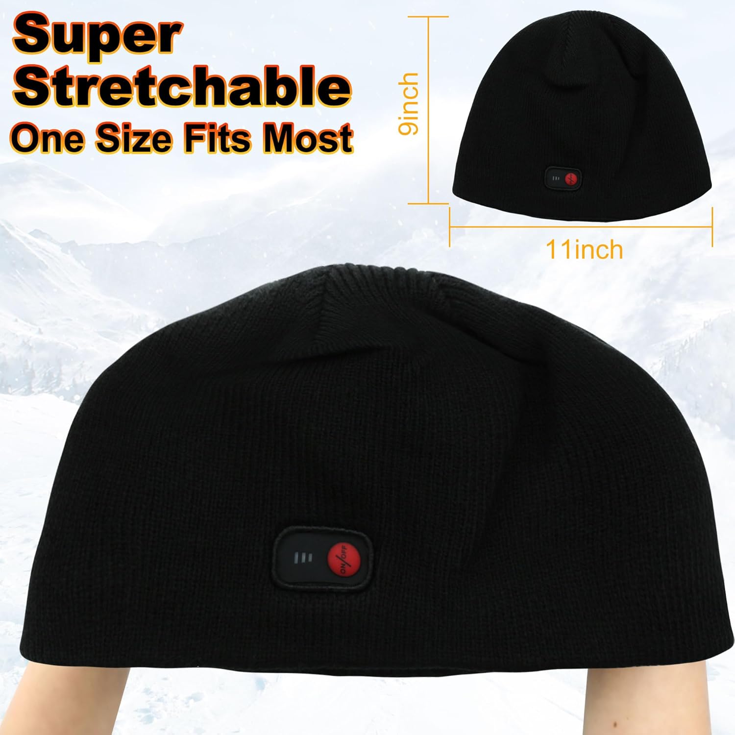 Rabbitroom Ladies Rechargeable Heated Beanie Hat,7.4V Electric Knit Hat Insulated Battery Thick Thermal Fabric Winter WarmHat - Image 7