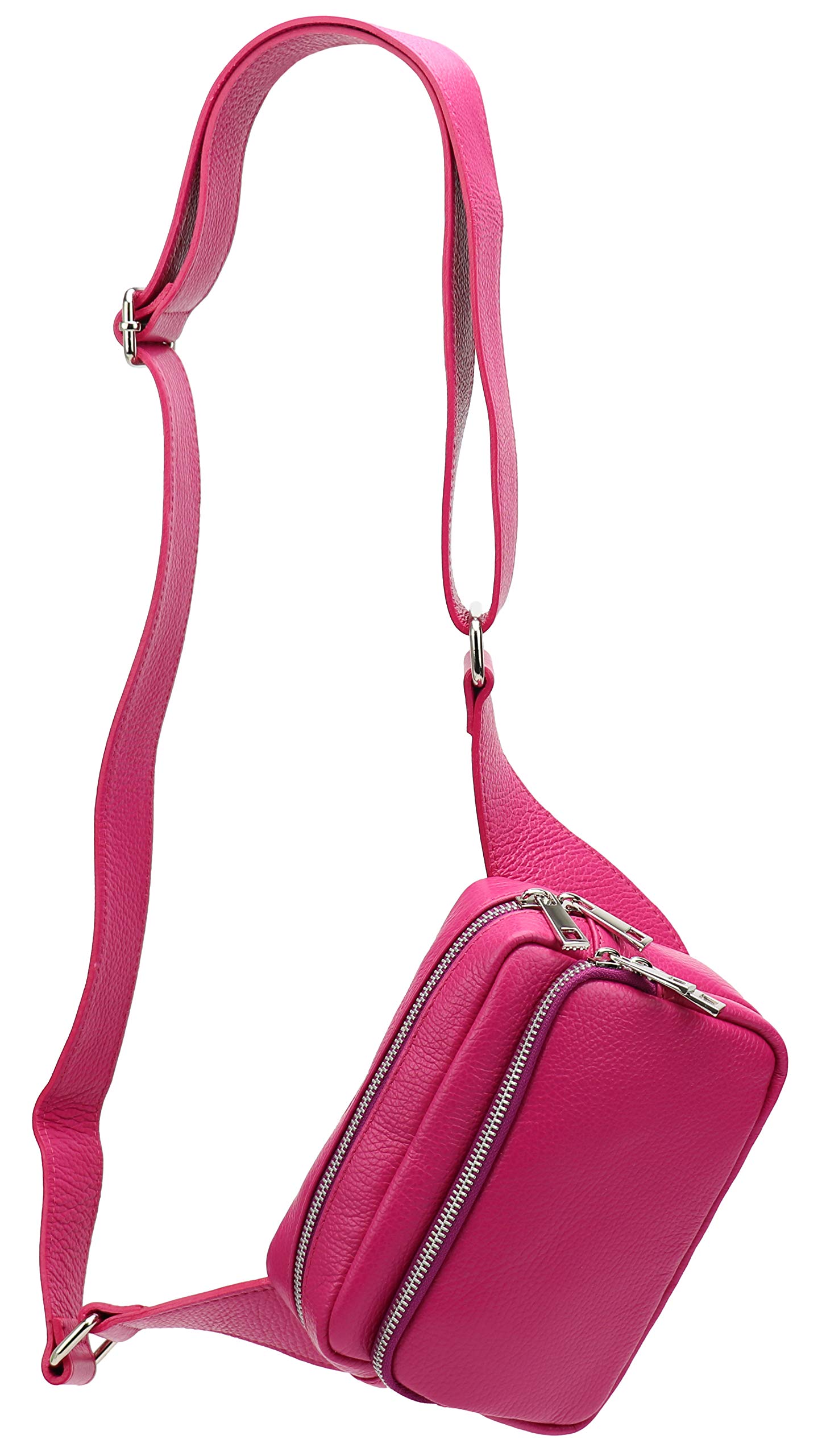 SH Leder Jisoo G412 Torba biodrowa z prawdziwej skóry dla kobiet mężczyzn unisex torba na pasek na festiwal podróż nerka średnia torba crossbody damska skórzana torba 18 x 13 cm, różowa, M