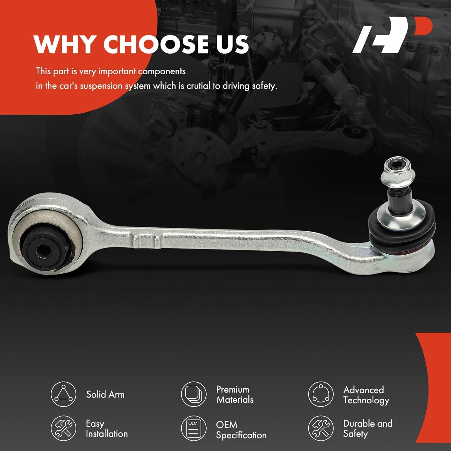 A-Premium Front Right Rearward Lower Control Arm with Ball Joint & Bushing, Compatible with BMW X3 2018-2021, X4 2019-2021