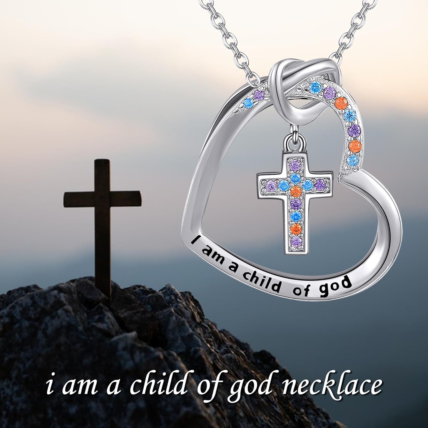 I Am a Child of God Cross Baptism Gifts Necklace 925 Sterling Silver Cross Pendant Necklace First Communion Gifts for Women Jewelry - Image 6