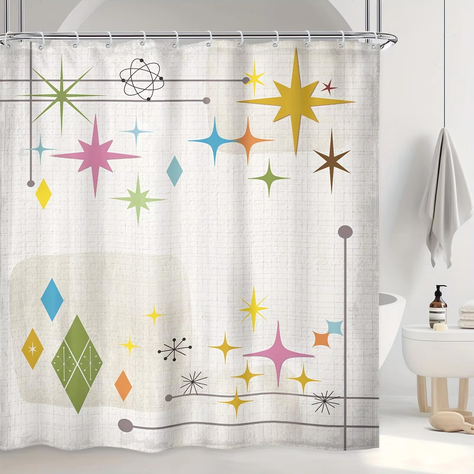Rideau de douche abstrait géométrique 140x230 cm pour stopper les éclaboussures avec style