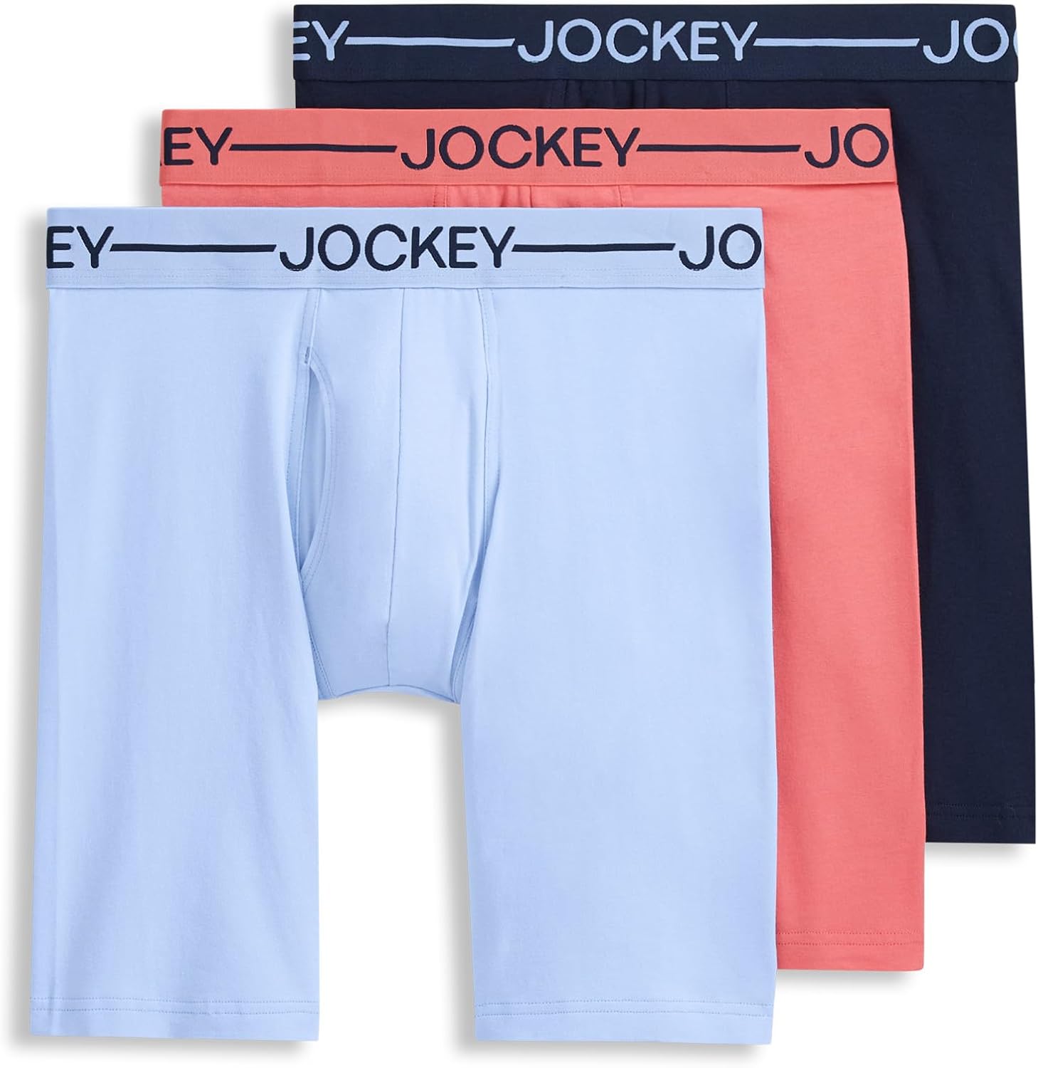 Jockey Men's Underwear Organic Cotton Stretch 9.5" Long Leg Boxer Brief - 3 Pack