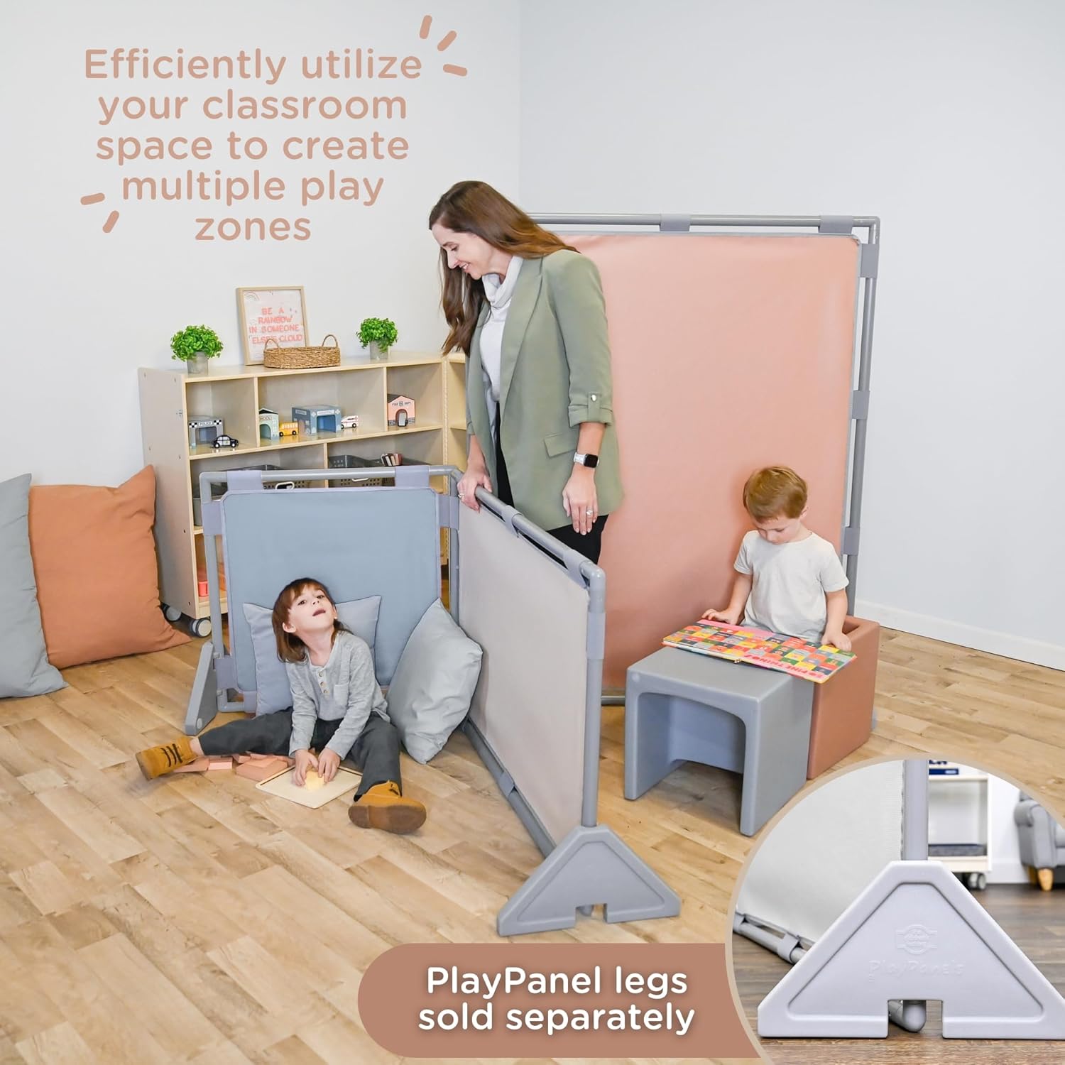 Children's Factory Replacement PlayPanel, Kids Room Divider Panel, Classroom Dividers, Free-Standing Partition for Daycare or Preschool, Cantilever Feet Not Included, Glacier Gray, Rectangle