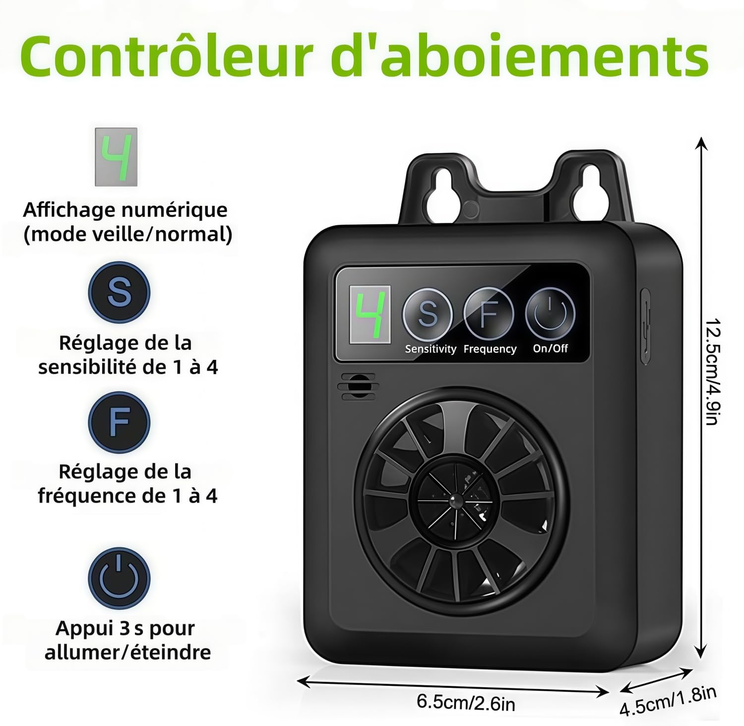 Anti aboiement Chien Ultrason Puissant – Dispositif Intelligent détecteur de Sons pour corriger Les aboiements à la Maison ou en extérieur