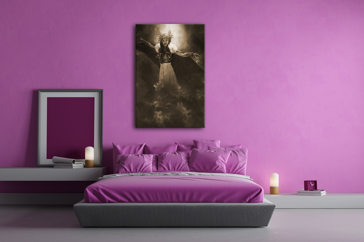 deyoli Formato gigante 120 x 80 effetto: seppia come tela, motivo già incorniciato su telaio in vero legno, stampa digitale di alta qualità con cornice, nessun poster o poster