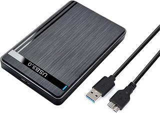 BIBABLYKE USB30 25 Inch Sata Mobile HDD Case Box USB30 Sata SSD Portable Hard Drive Disk External Enclosure Box 25'' Black ABS