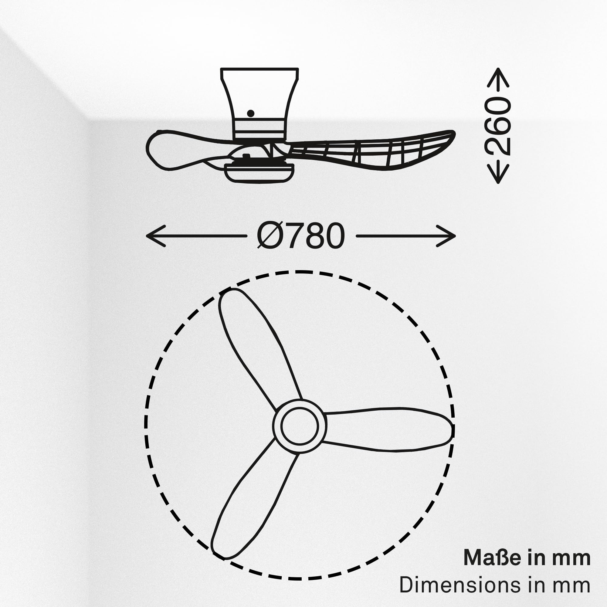BRILONER - LED Deckenventilator mit Beleuchtung, Fernbedienung, Leiser DC-Motor, 3 Geschwindigkeiten, CCT, Dimmbar, Lampe mit Ventilator, Ventilator Deckenleuchte, Deckenlampe, 78x26 cm, Schwarz-Holz
